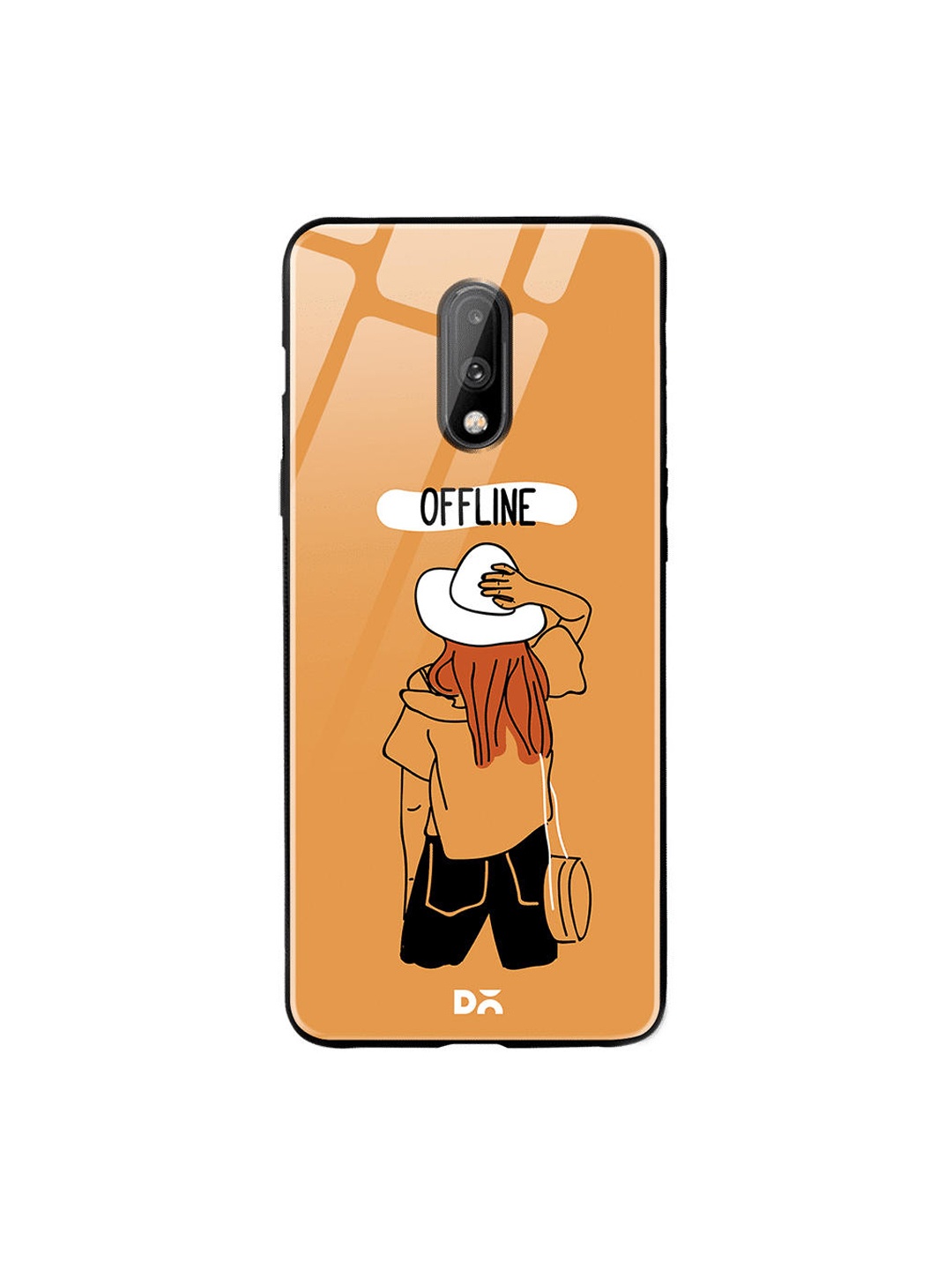 DailyObjects Orange & White Offline OnePlus 7 Glass Cover