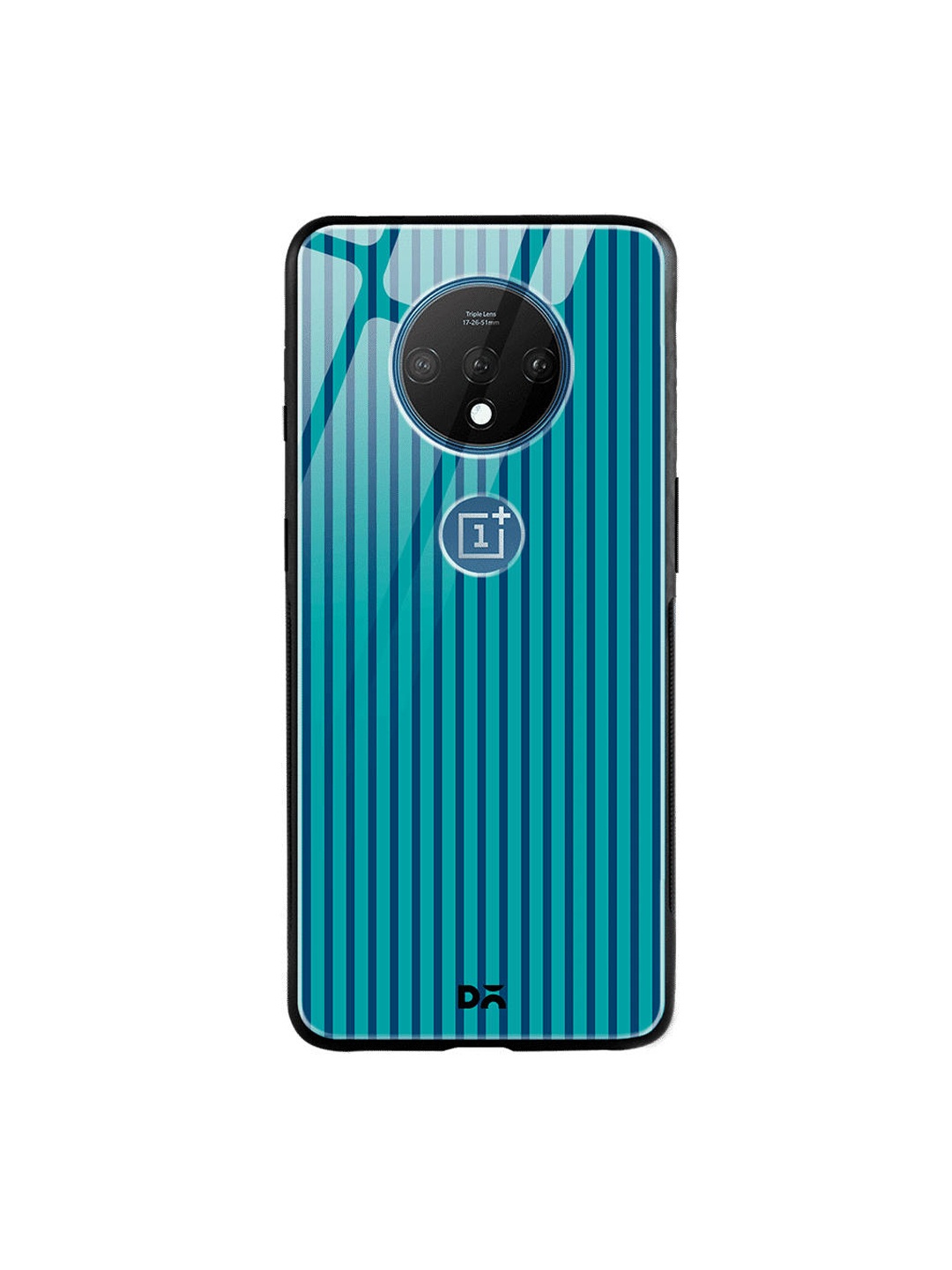 DailyObjects Teal Green & Navy Blue Stripes OnePlus 7T Glass Case