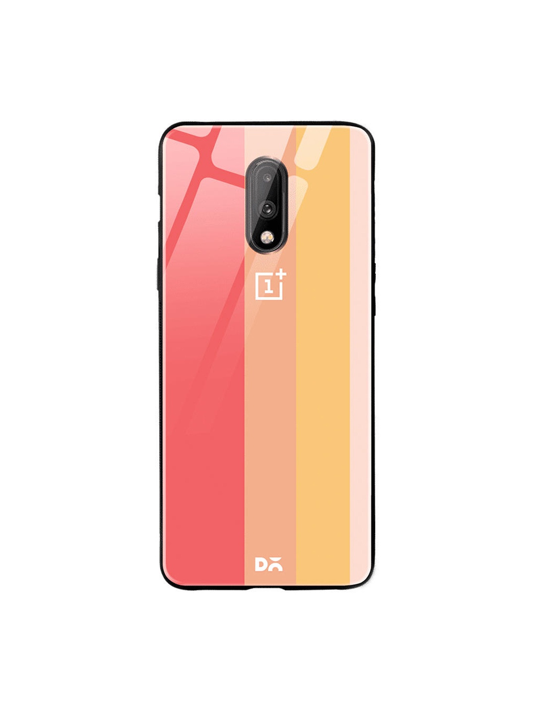 DailyObjects Peach-Coloured & Pink Vertical OnePlus 7 Glass Case