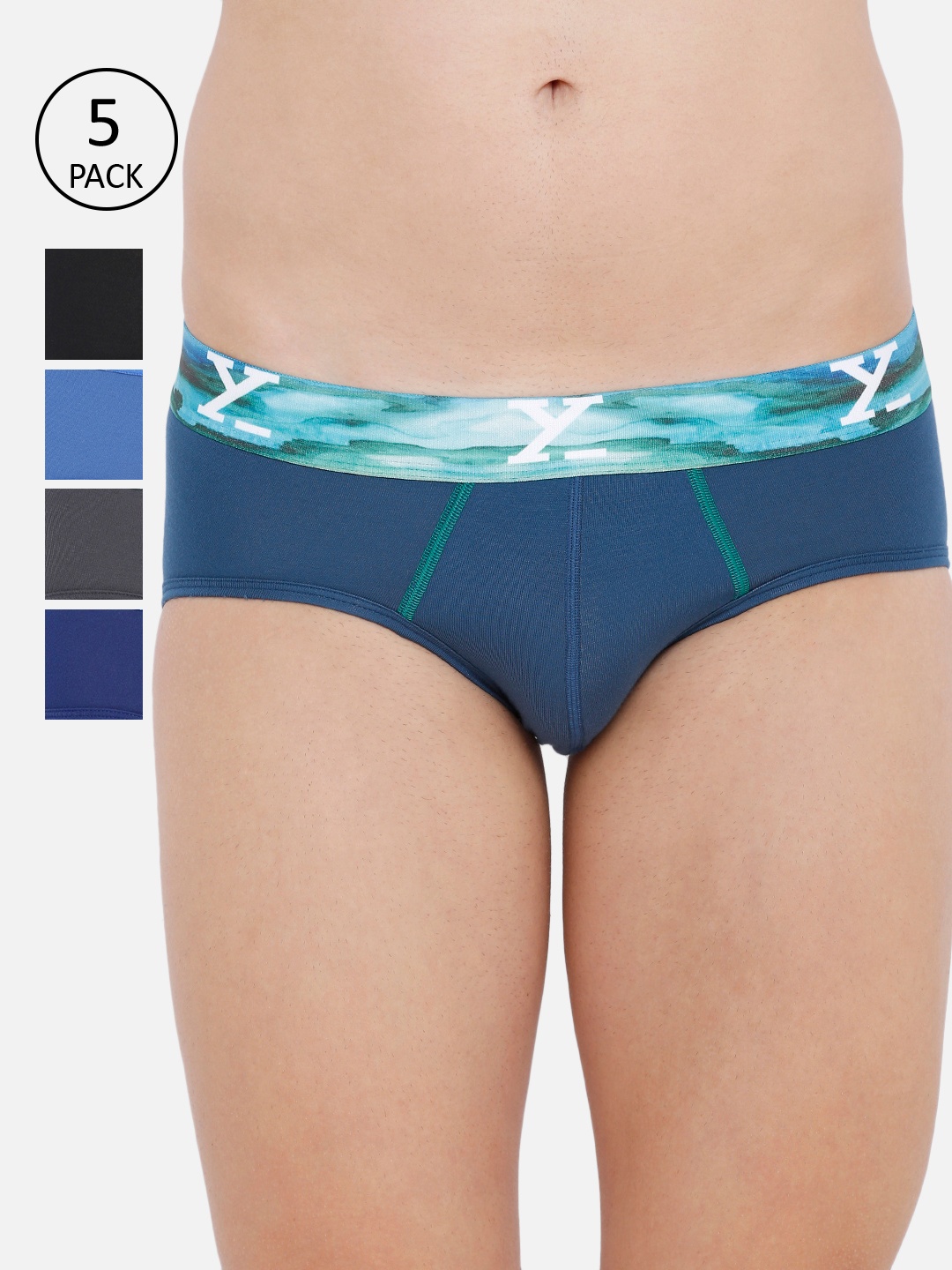 

XYXX Pack of 5 Ultra Soft Anti-Microbial Briefs XYBRF5PCKN37, Blue
