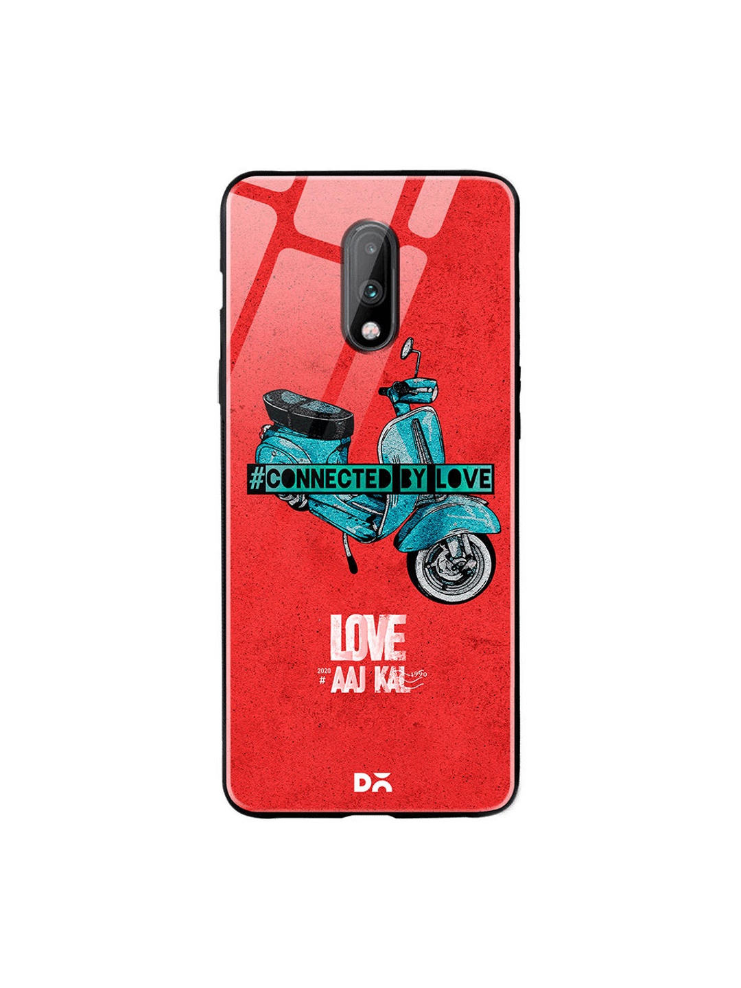 

DailyObjects Red & Blue Love Scooter OnePlus 7 Glass Case