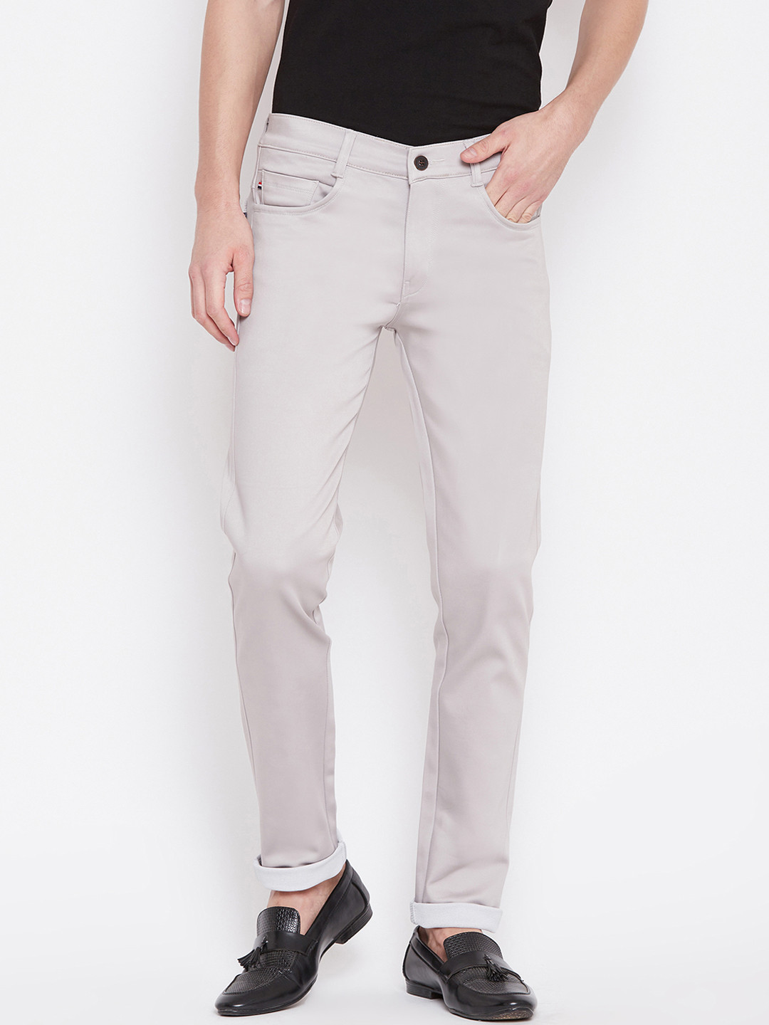 

Nation Polo Club Men Grey Skinny Fit Solid Regular Trousers