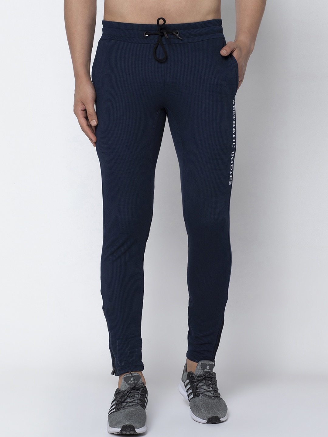 Aesthetic Bodies Men Navy Blue Track Pants