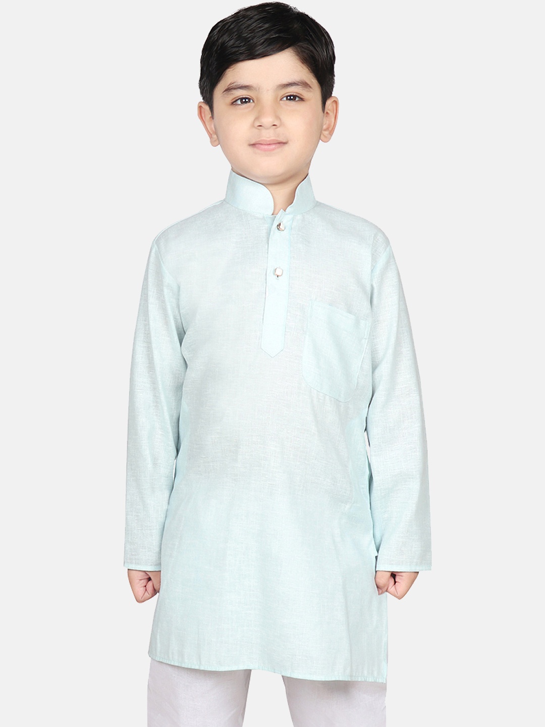 

SG YUVRAJ Boys Turquoise Blue Solid Straight Kurta
