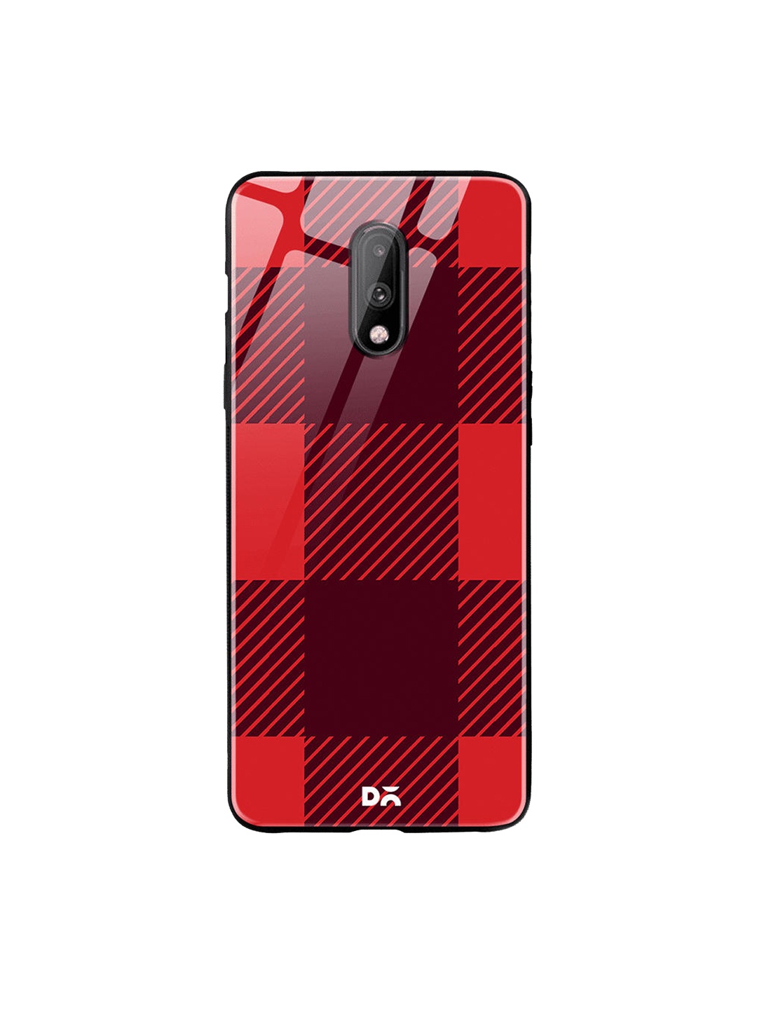 

DailyObjects Red & Burgundy Monochrome Checks OnePlus 7 Glass Case
