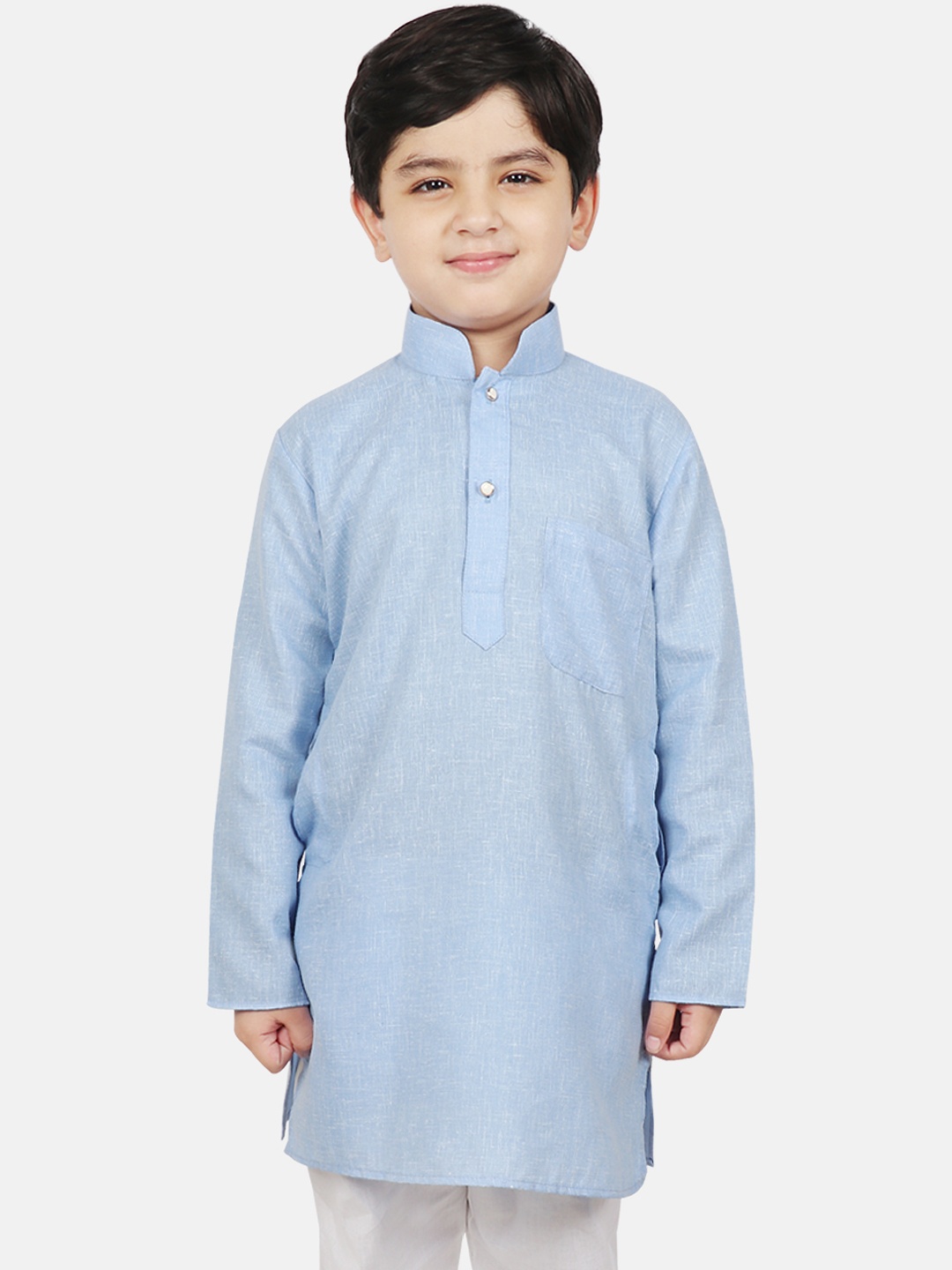 

SG YUVRAJ Boys Turquoise Blue Solid Straight Kurta