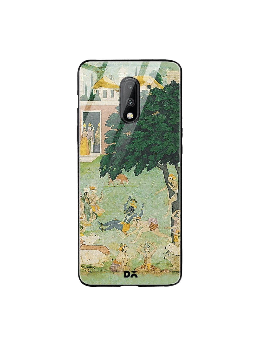 

DailyObjects Green & Beige Krishan Swing Friends OnePlus 7 Glass Cover