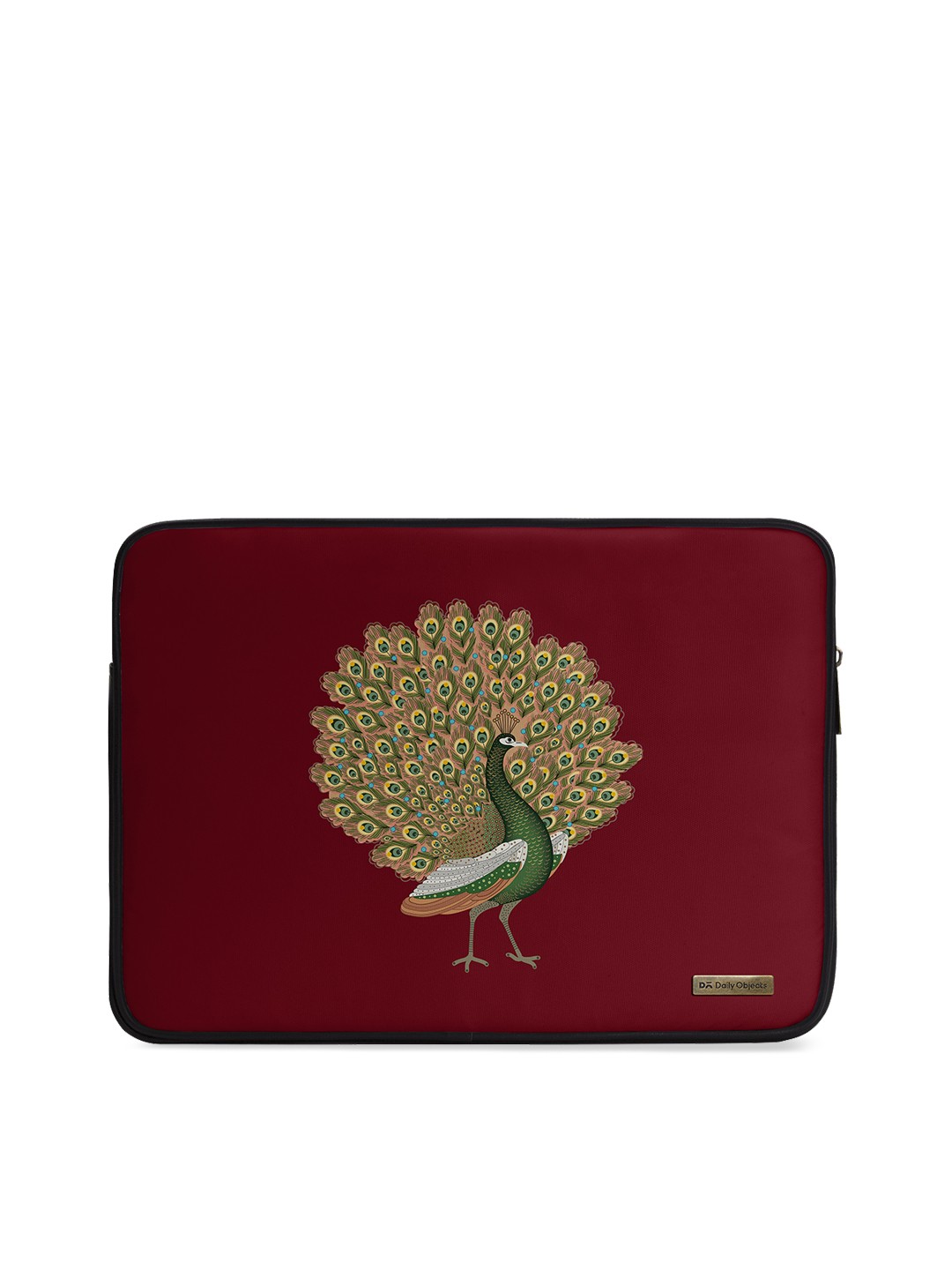 

DailyObjects Unisex Maroon & Green Peacock Printed Laptop Sleeve