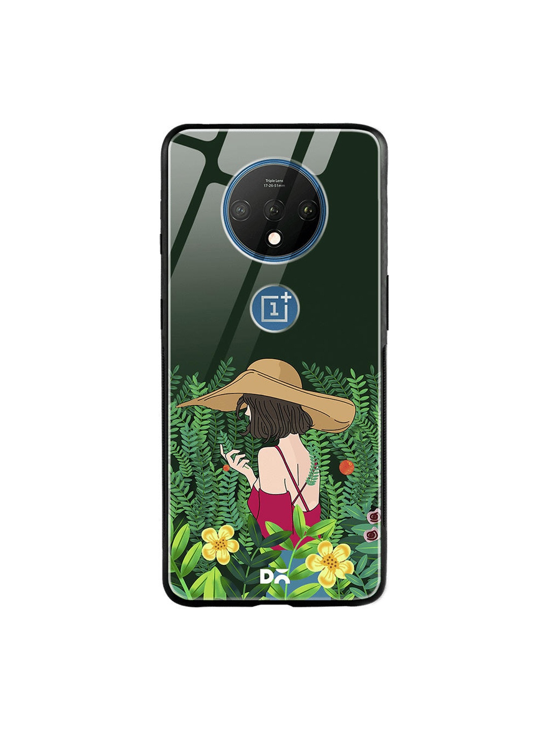 DailyObjects Green & Brown Forest Girl OnePlus 7T Glass Case
