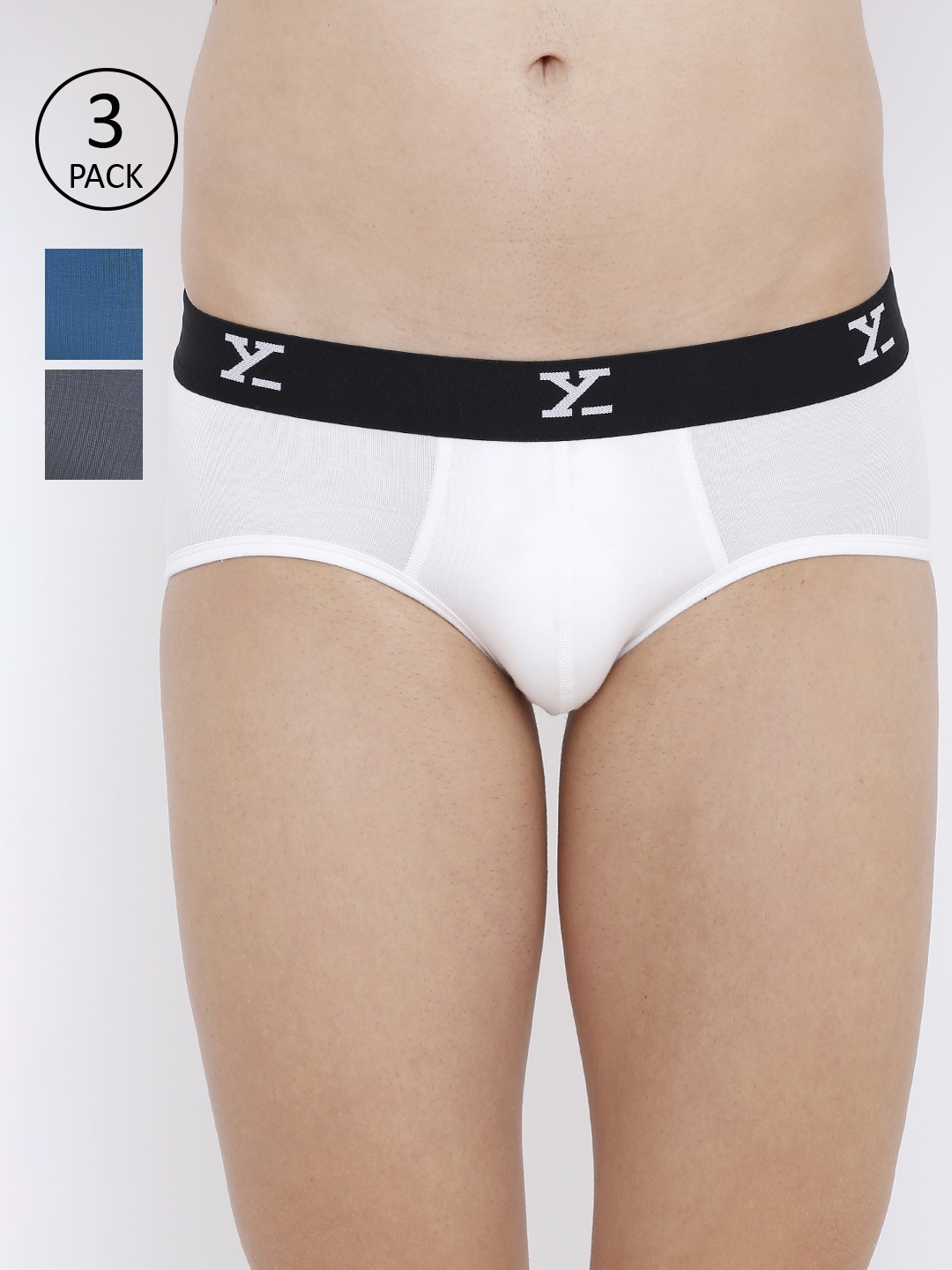 XYXX Men Pack Of 3 Solid Ultra-Soft Antimicrobial Basic Briefs XYBRF3PCKN42, White