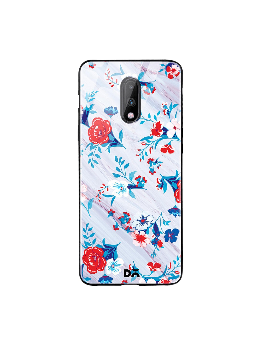 

DailyObjects Grey & Blue Marble Flowers OnePlus 7 Glass Case