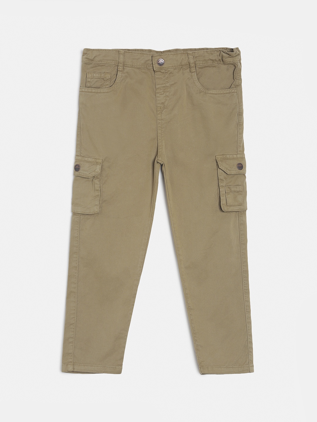 

MINI KLUB Boys Brown Regular Fit Solid Cargos