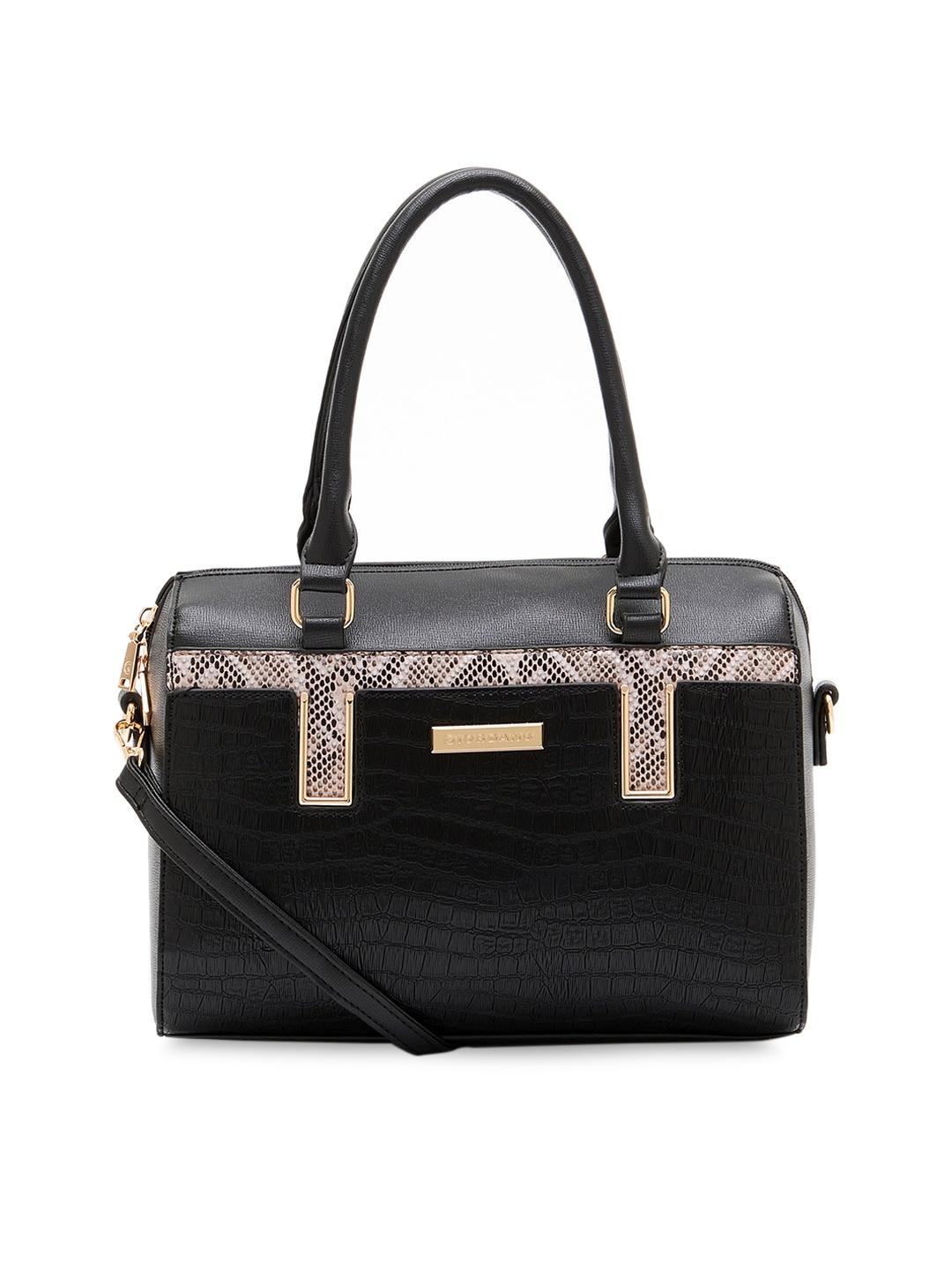 

GIORDANO Women Black Animal Textured Handheld Bag