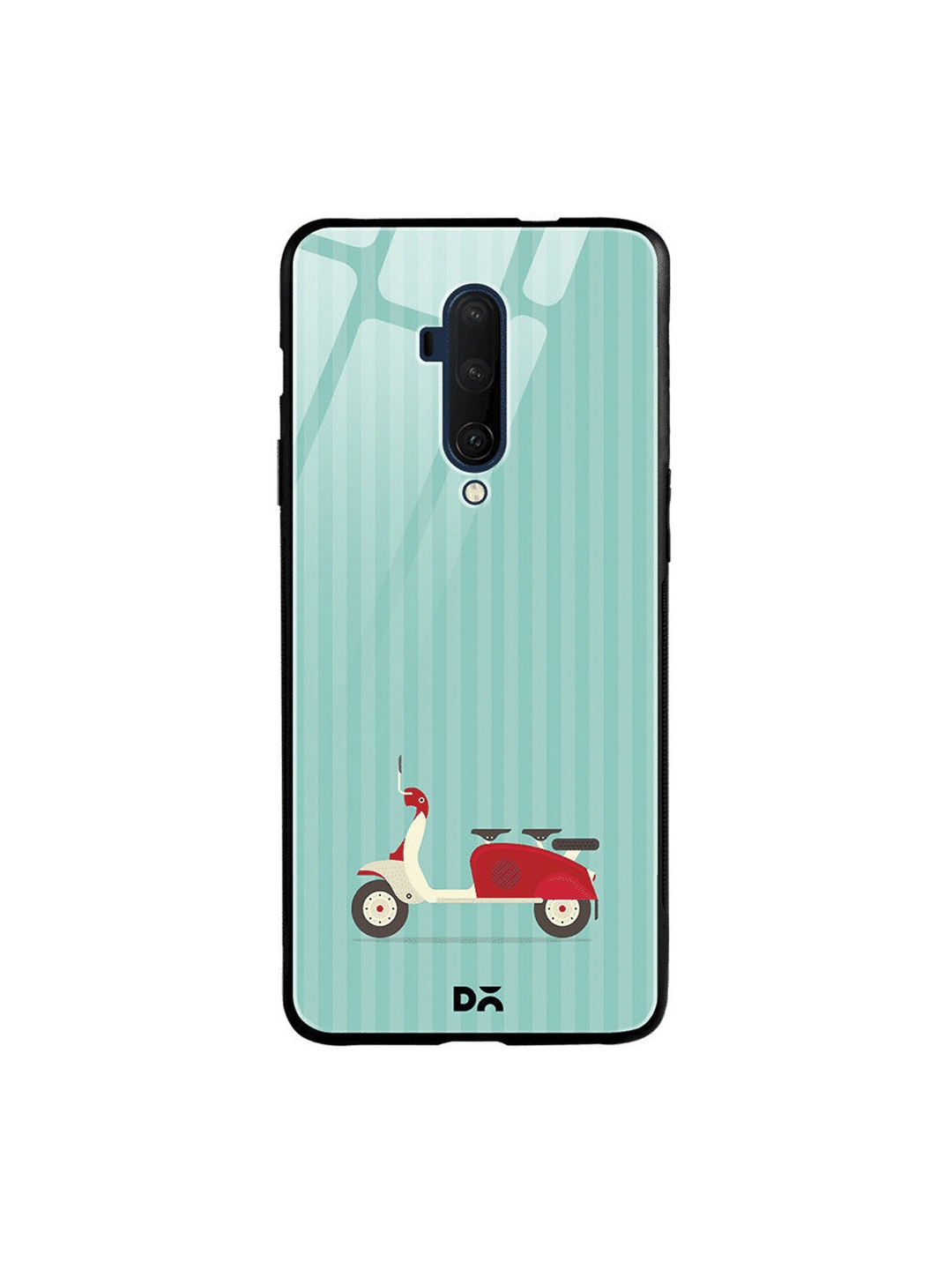 

DailyObjects Teal Green & Red 3 To Go Scooter Striped OnePlus 7T Pro Glass Case