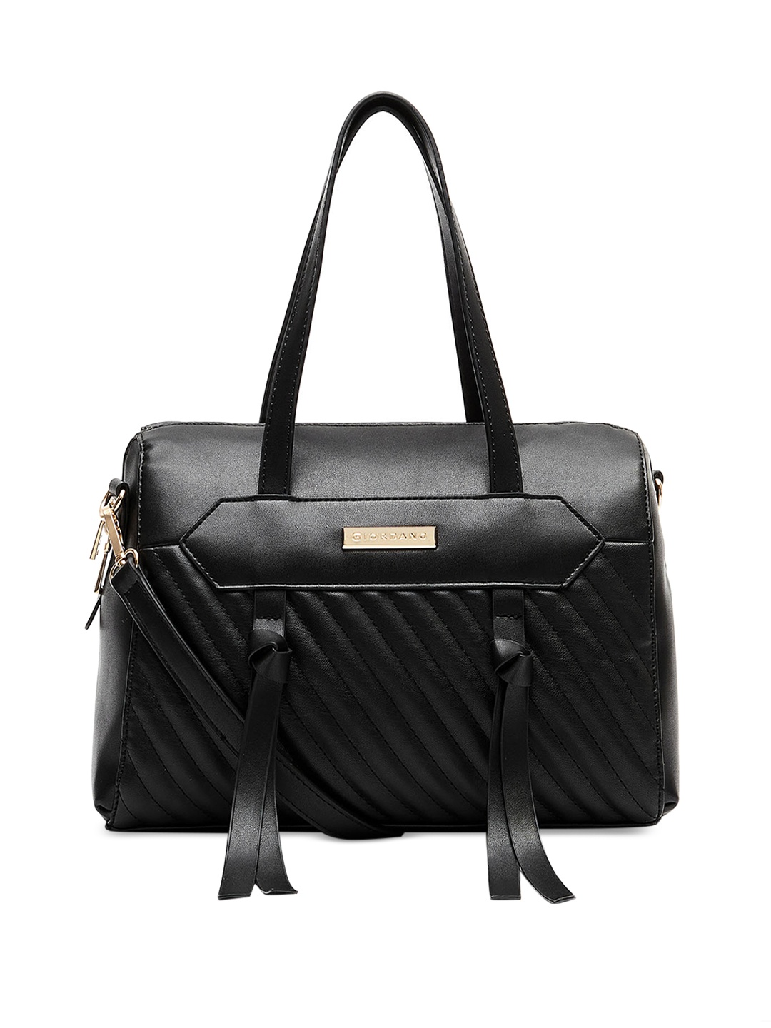 

GIORDANO Black Solid Quilted Handheld Bag