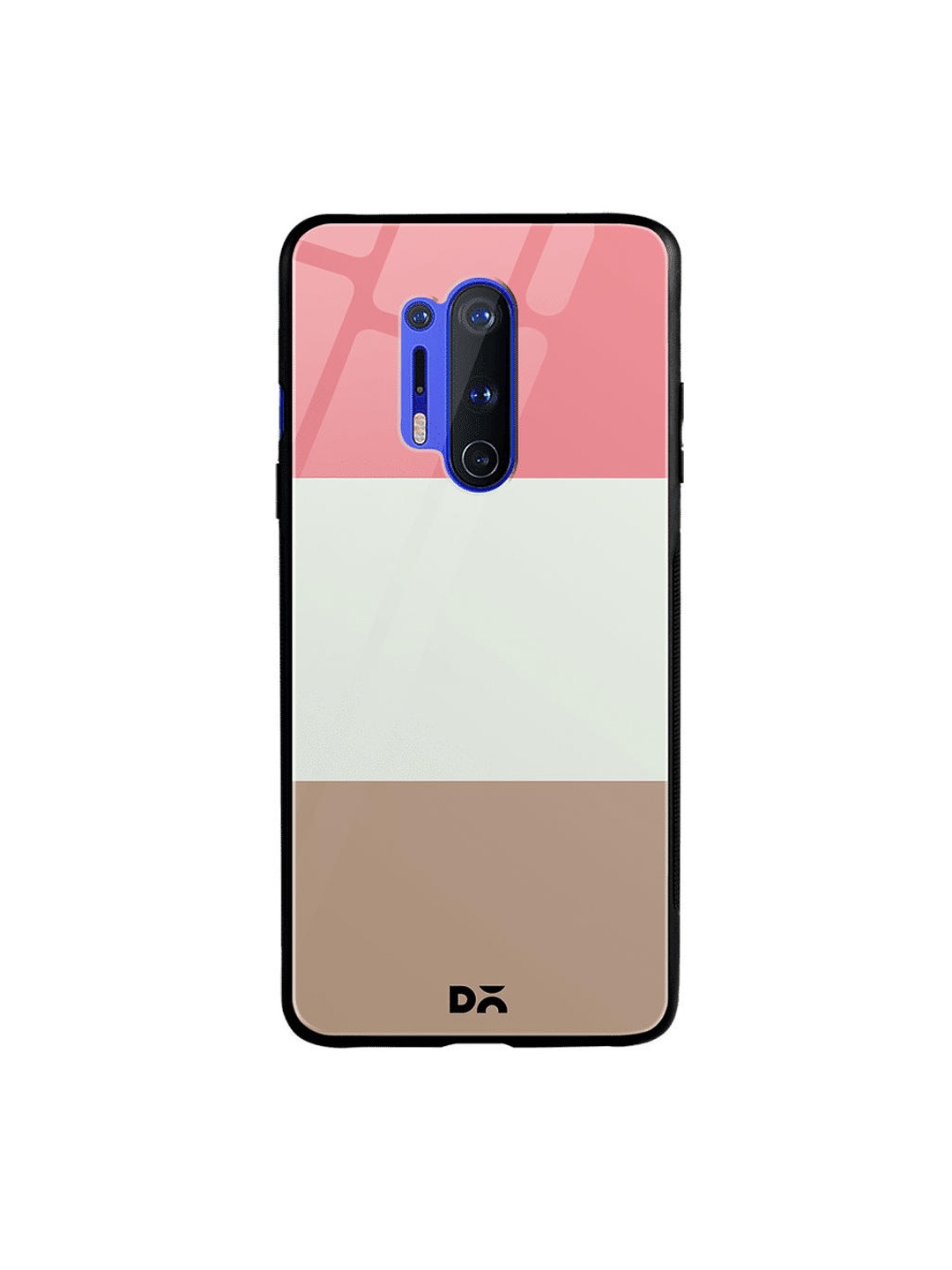 DailyObjects Pink & White Colourblocked Triplet OnePlus 8 Pro Glass Case