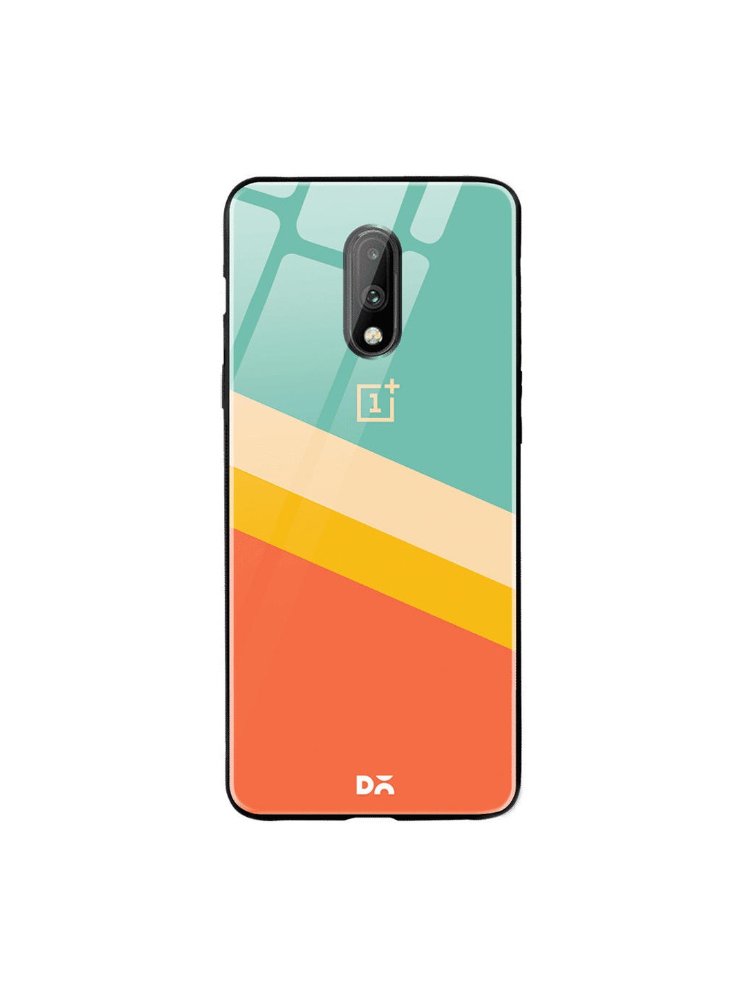 

DailyObjects Green & Orange Tropical Angles OnePlus 7 Glass Case
