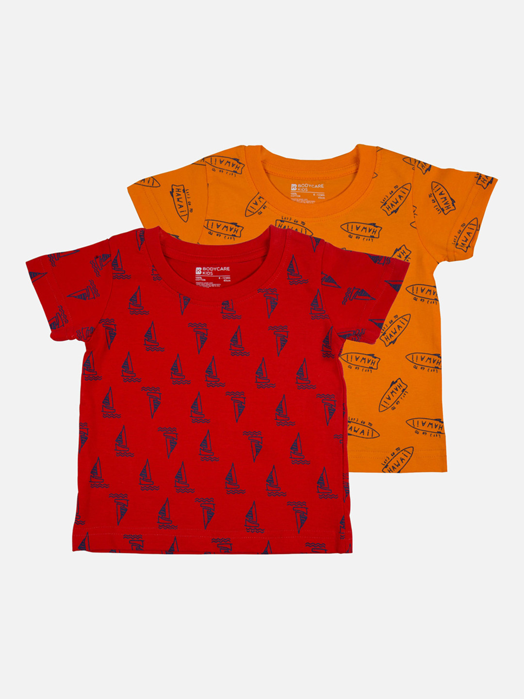 

Bodycare First Boys Set Of 2 Red Printed Round Neck T-shirt