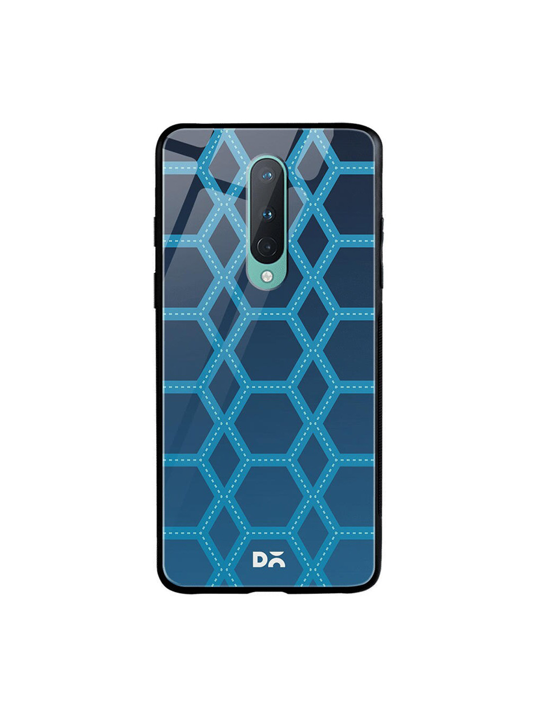 

DailyObjects Blue & Navy Blue Nebula Honeycomb OnePlus 8 Glass Mobile Case