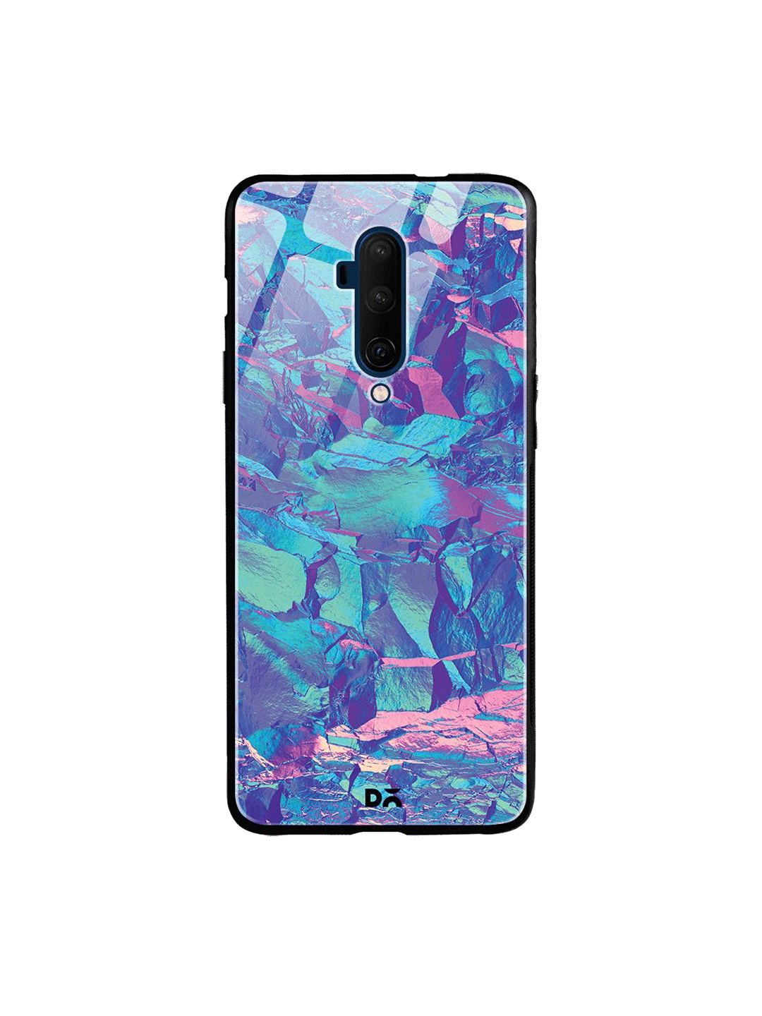 DailyObjects Blue & Pink Frosted Holo Stone OnePlus 7T Pro Glass Case