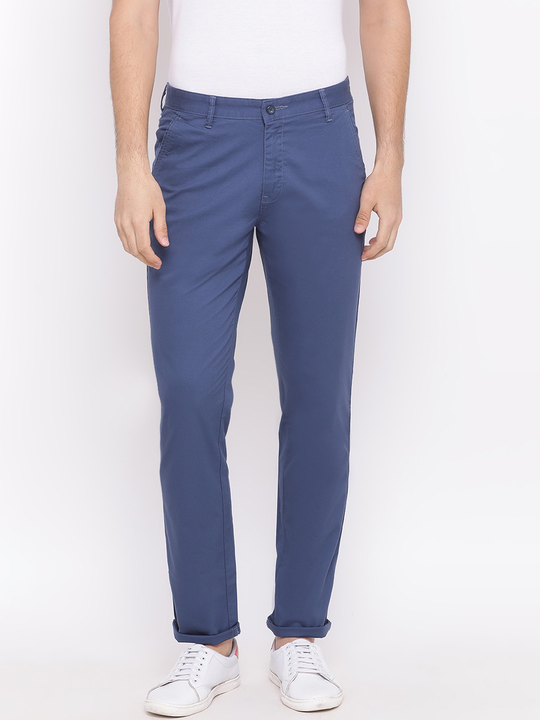 

Richlook Men Blue Slim Fit Solid Regular Trousers