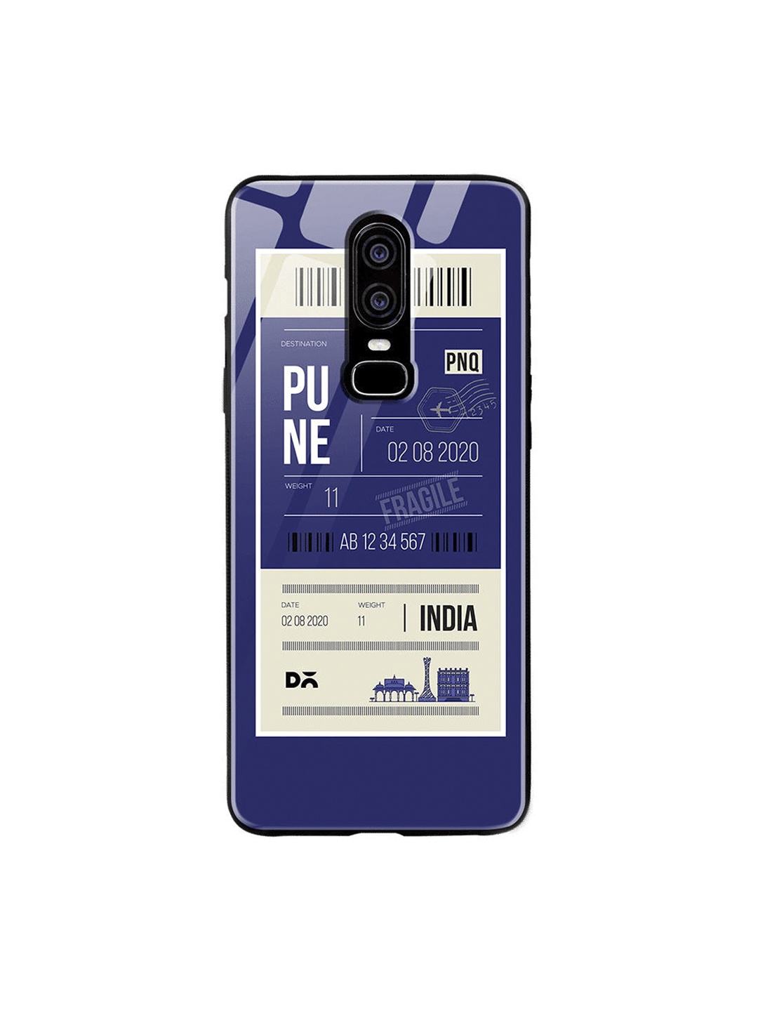 

DailyObjects Blue & White Pune City Tag OnePlus 6 Glass Case