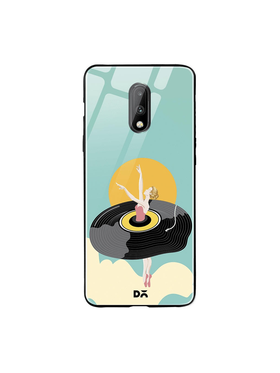 DailyObjects Blue & Yellow Disk Ballerina OnePlus 7 Glass Cover