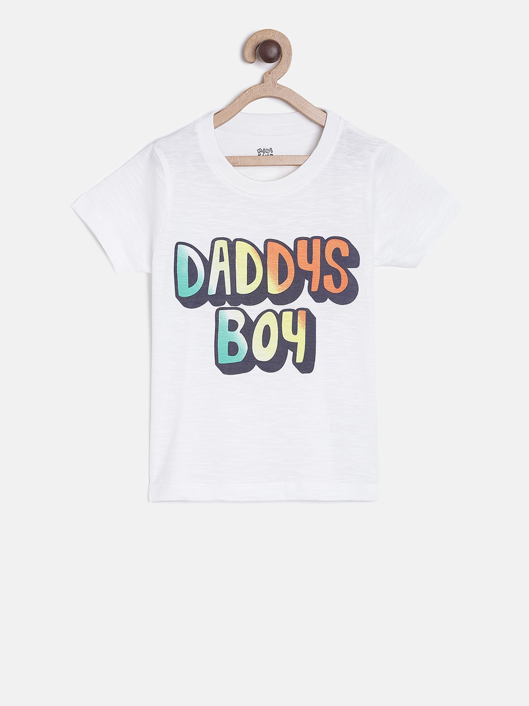

MINI KLUB Boys Off-White Printed Round Neck Pure Cotton T-shirt