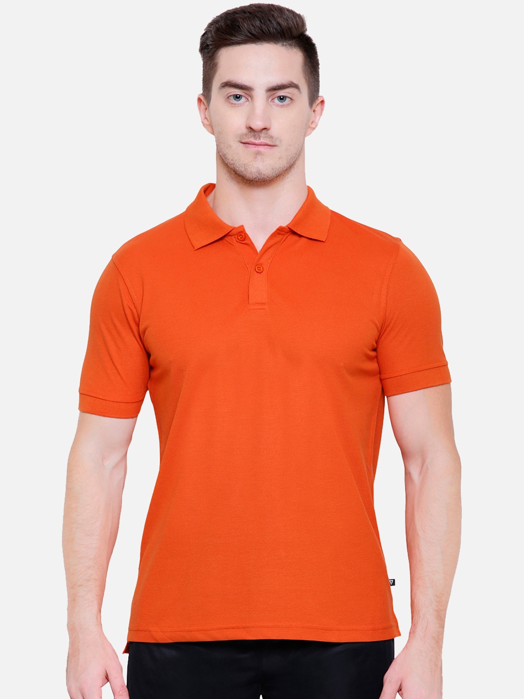 

PROTEENS Men Orange Solid Polo Collar T-shirt