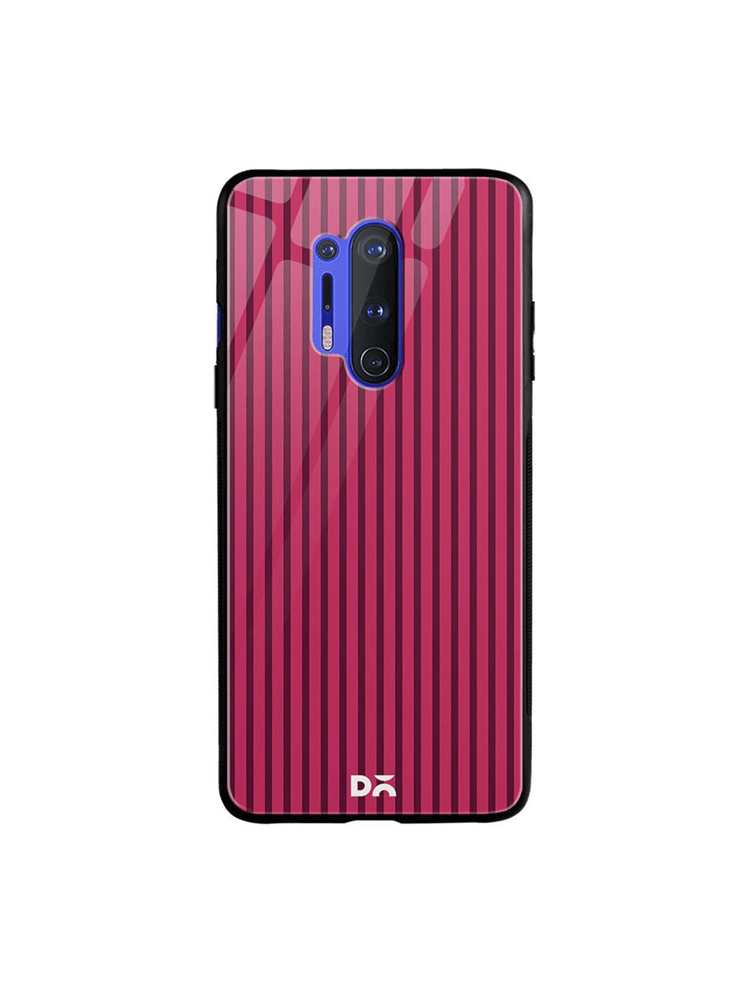 DailyObjects Pink & Burgundy Stripes OnePlus 8 Pro Glass Case