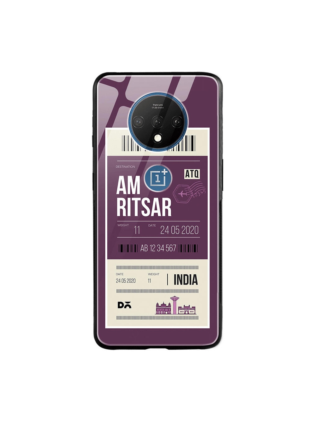 

DailyObjects Burgandy & Beige Amritsar City Tag OnePlus 7T Glass Cover, Burgundy