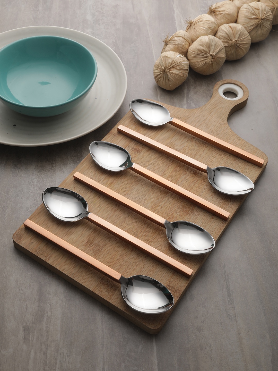 

VarEesha Set Of 6 Copper-Toned Solid Stainless Steel Hand-Painted Table Spoons