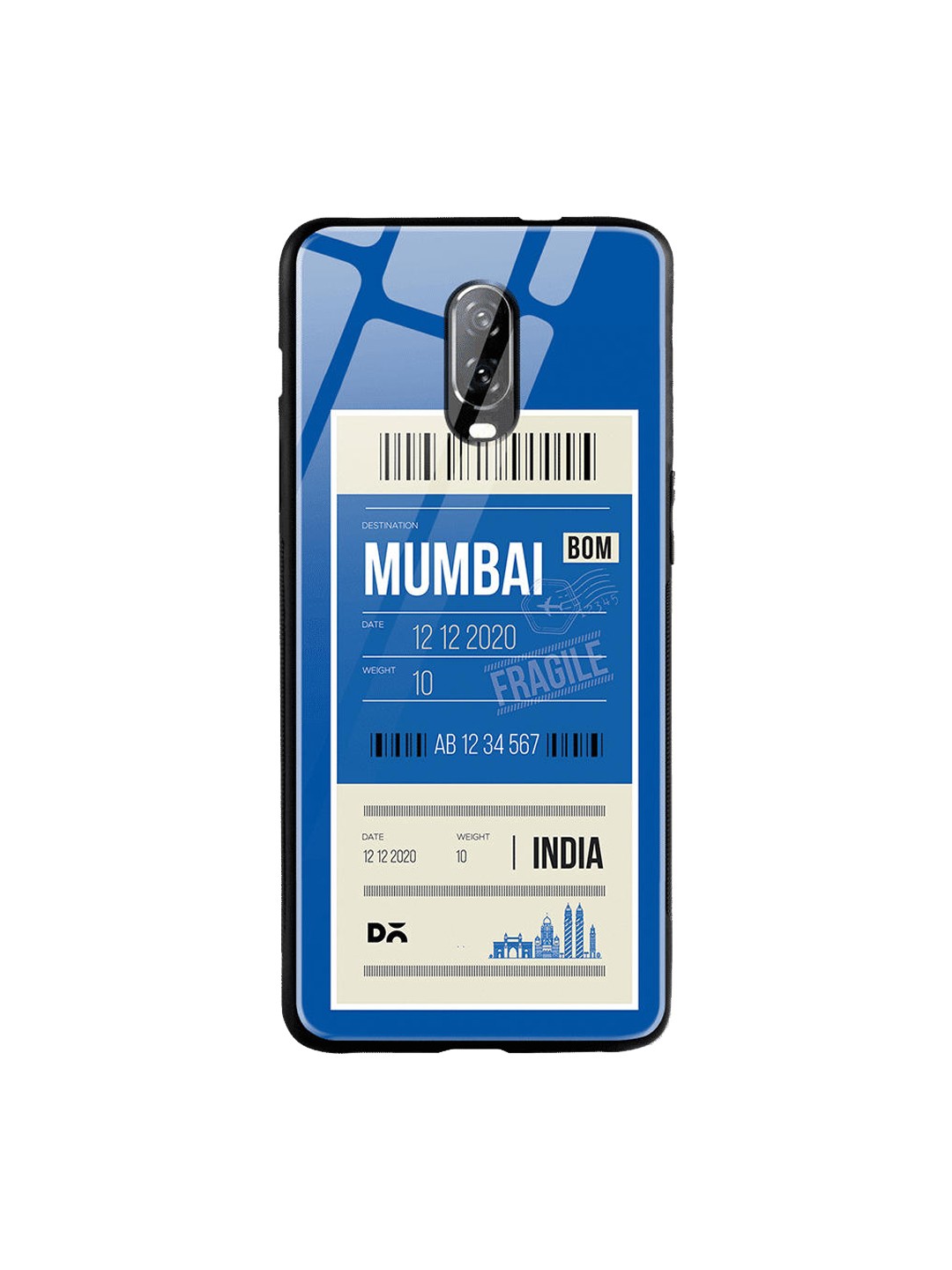 

DailyObjects Blue & White Mumbai City Tag OnePlus 6T Glass Case