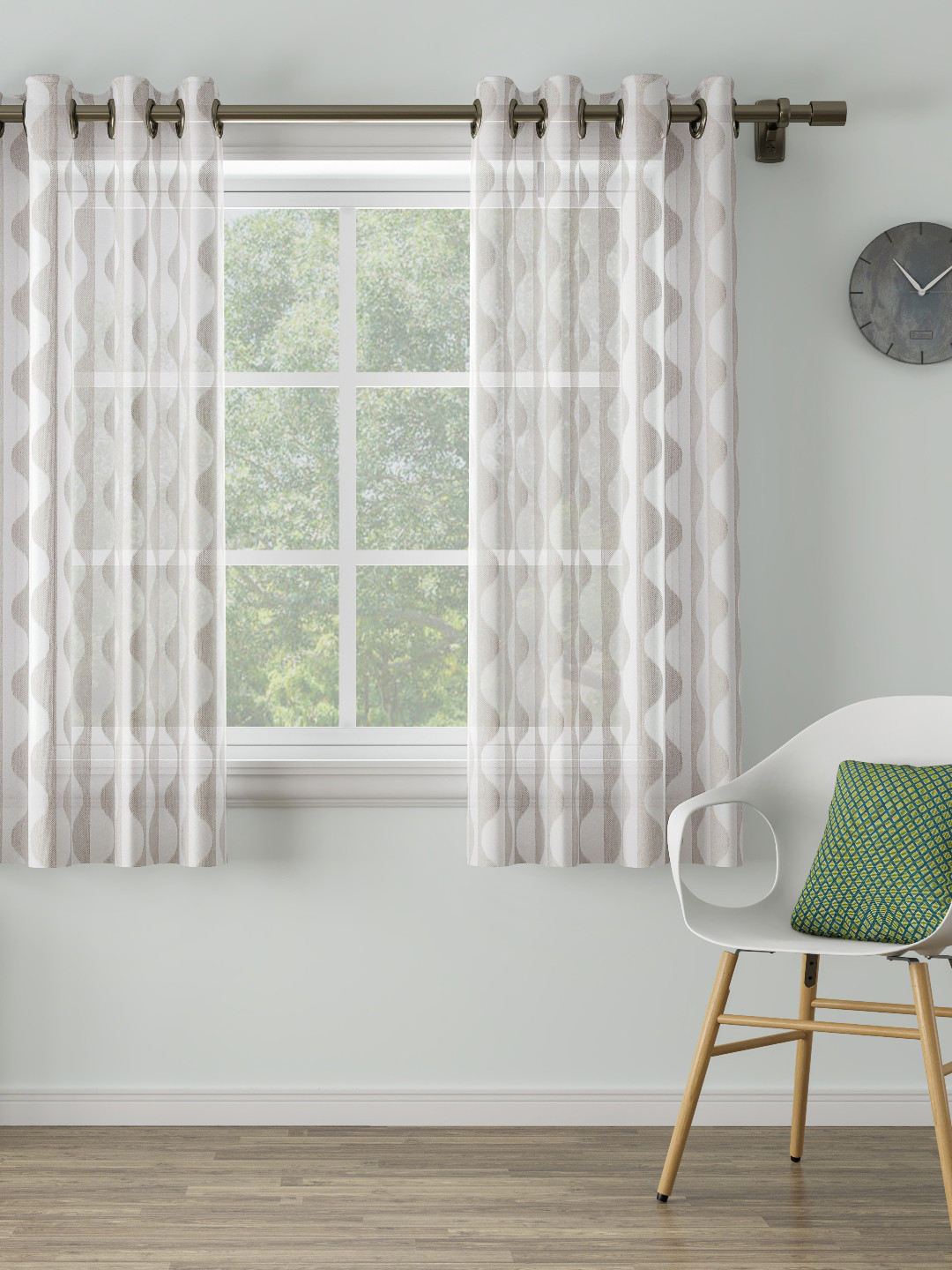 

DDecor Beige & Grey Single Printed Window Curtain