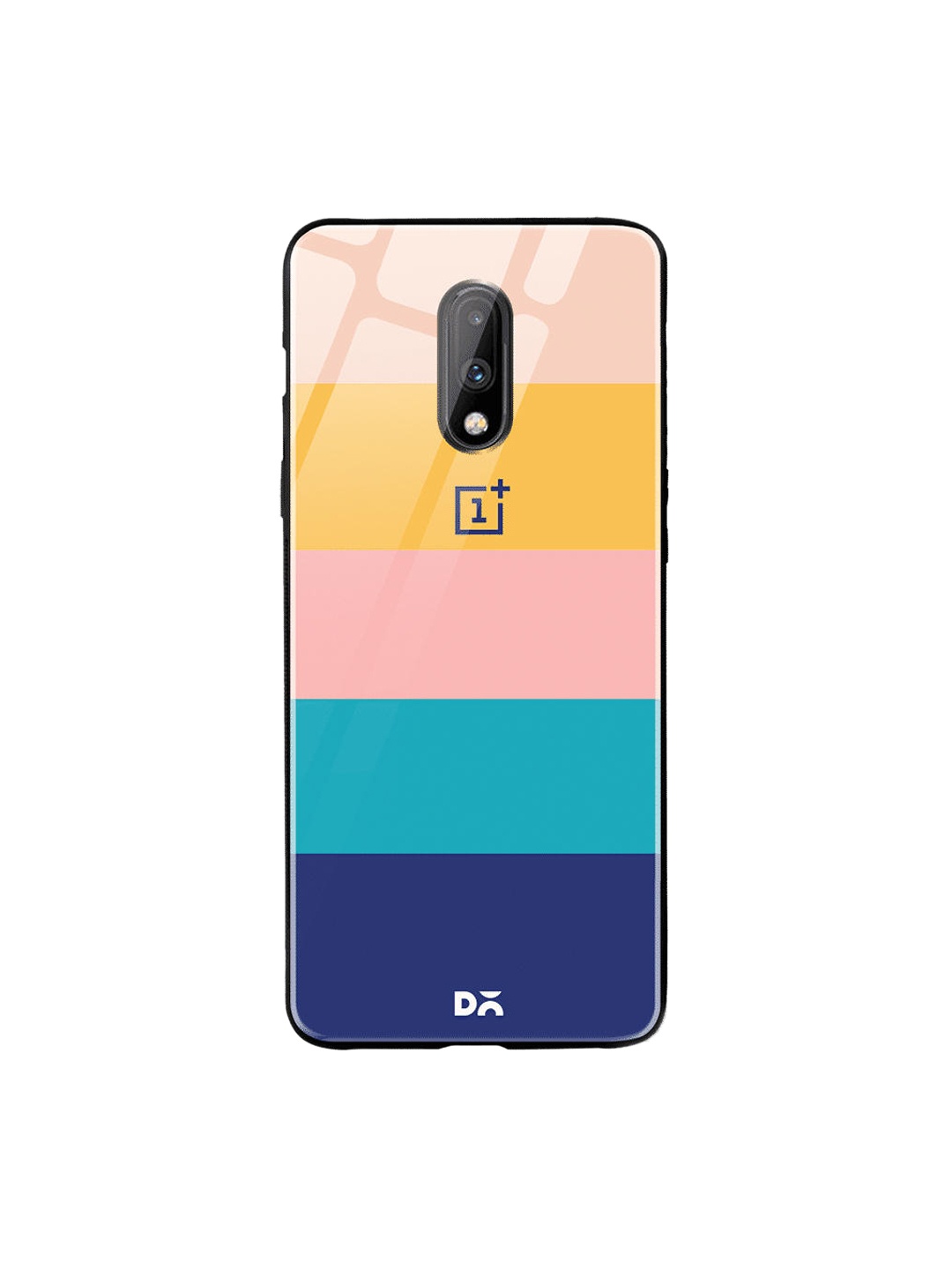 DailyObjects Blue & Peach-Coloured Quin OnePlus 7 Glass Case