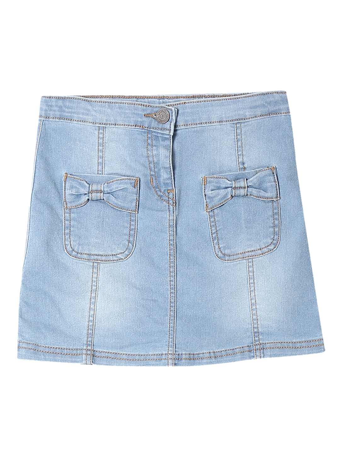 

Cherokee Girls Blue Washed Denim A-Line Mini Pure Cotton Skirt