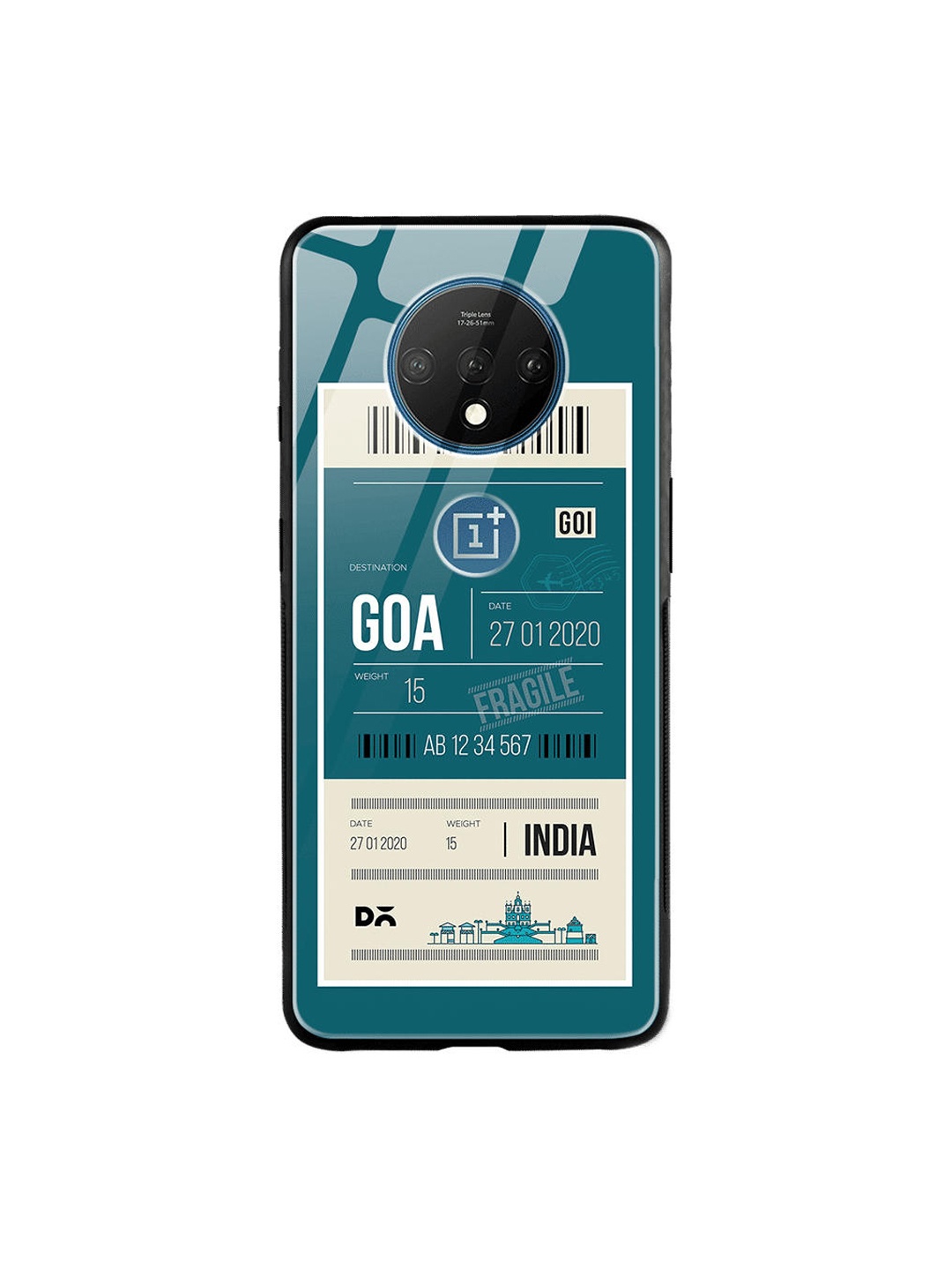 

DailyObjects Teal Blue & White Goa City Tag OnePlus 7T Glass Case