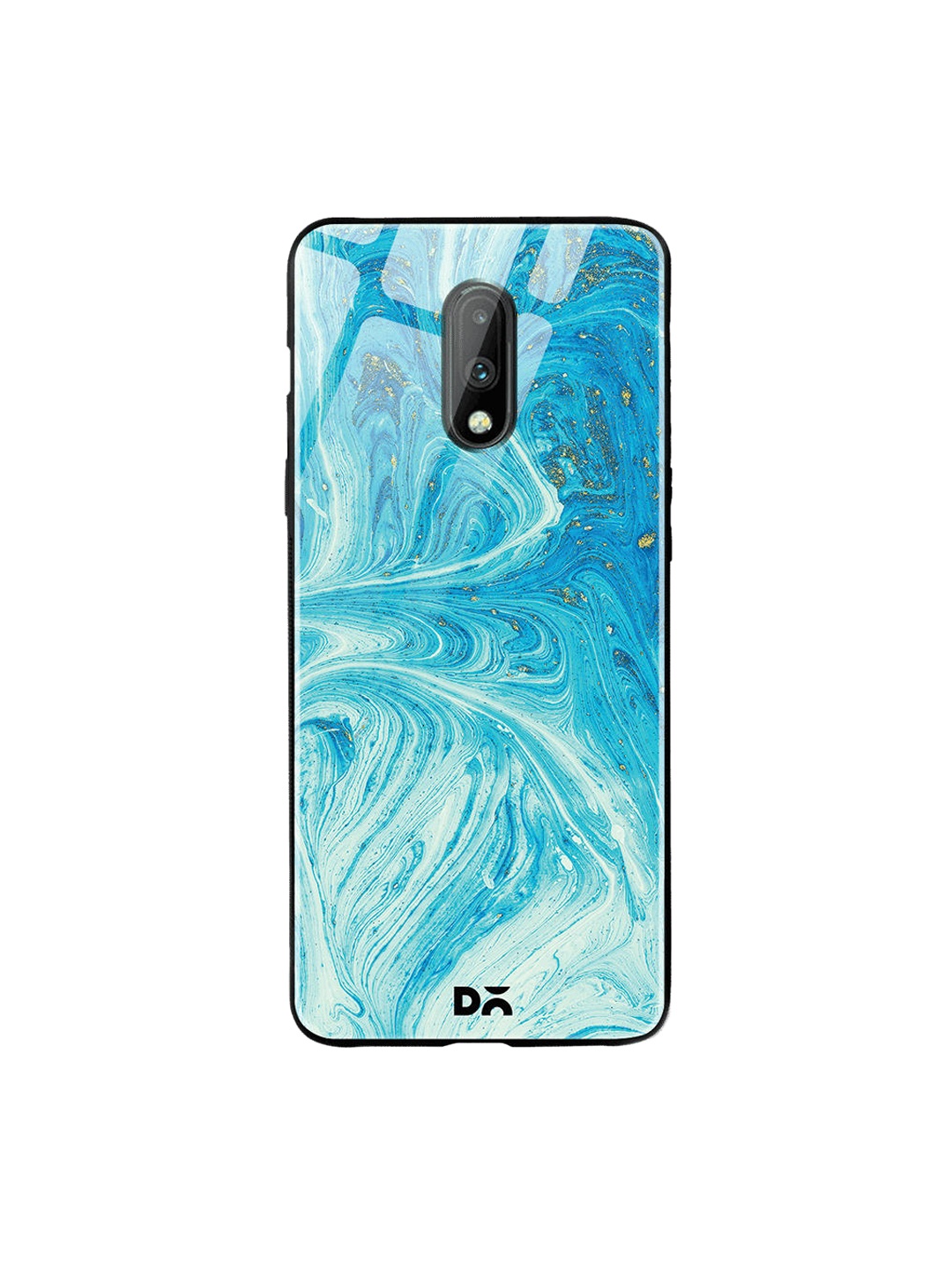 DailyObjects Blue & White Marble Painting OnePlus 7 Glass Cover
