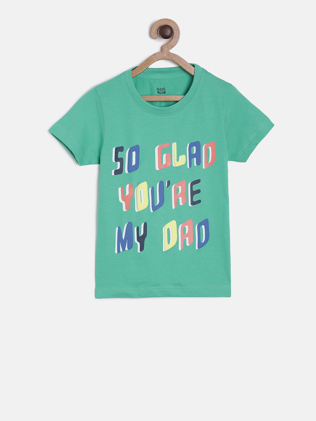MINI KLUB Boys Green Printed Round Neck T-shirt
