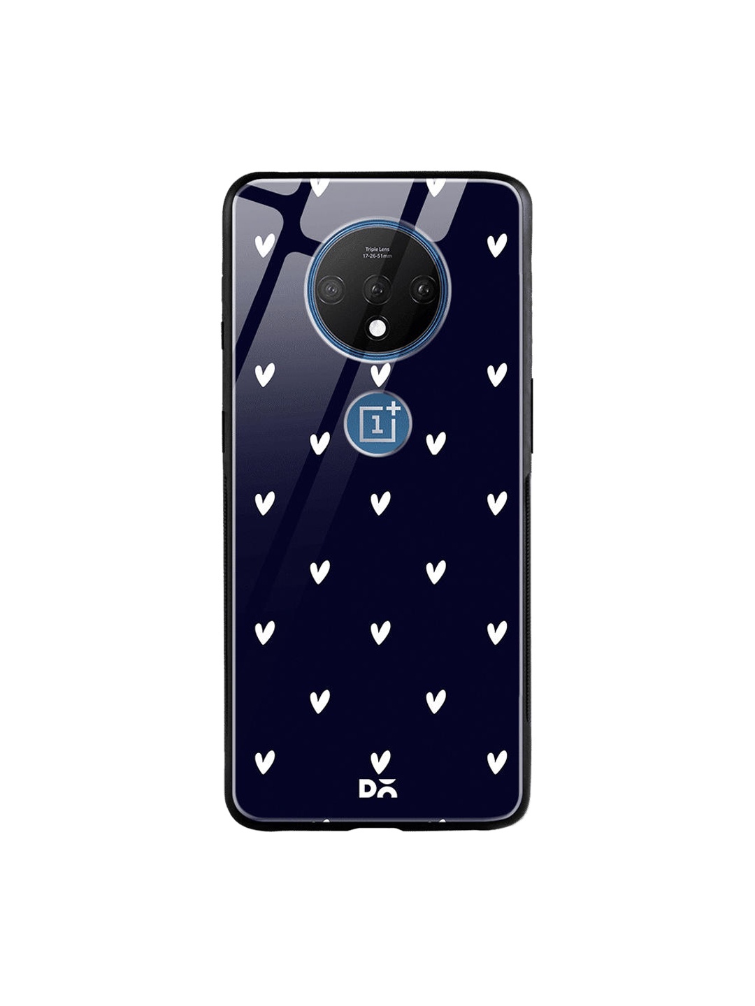 

DailyObjects Navy Blue & White Bundle Heart Navy OnePlus 7T Glass Case