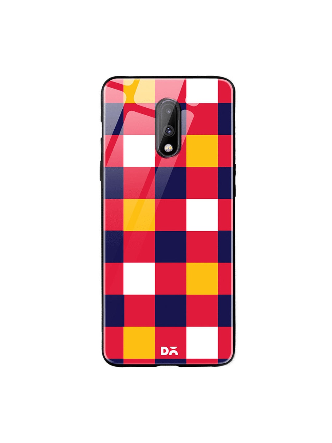 

DailyObjects Red & Blue Quartet Checks 4 OnePlus 7 Glass Case