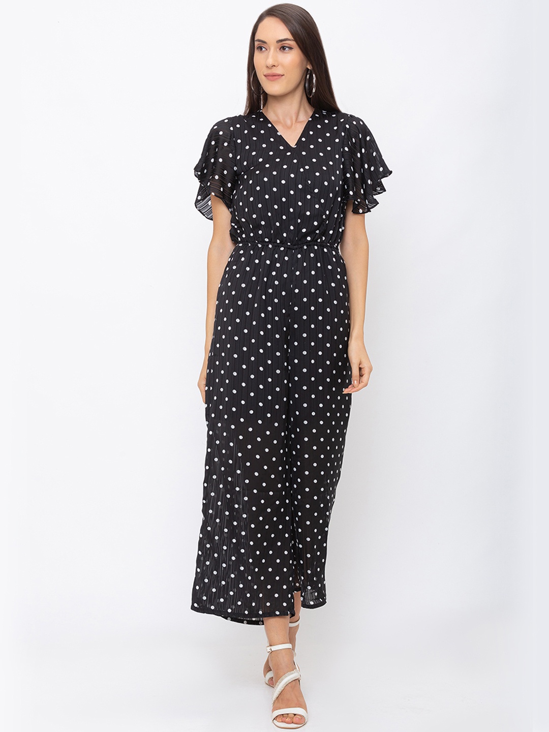 

Globus Women Black & White Printed Basic Jumpsuit