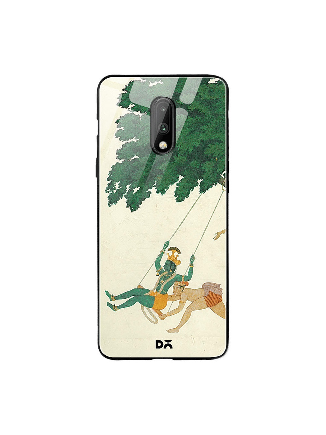 

DailyObjects Green & Beige Krishna Swings Passport Cover OnePlus 7 Glass Case
