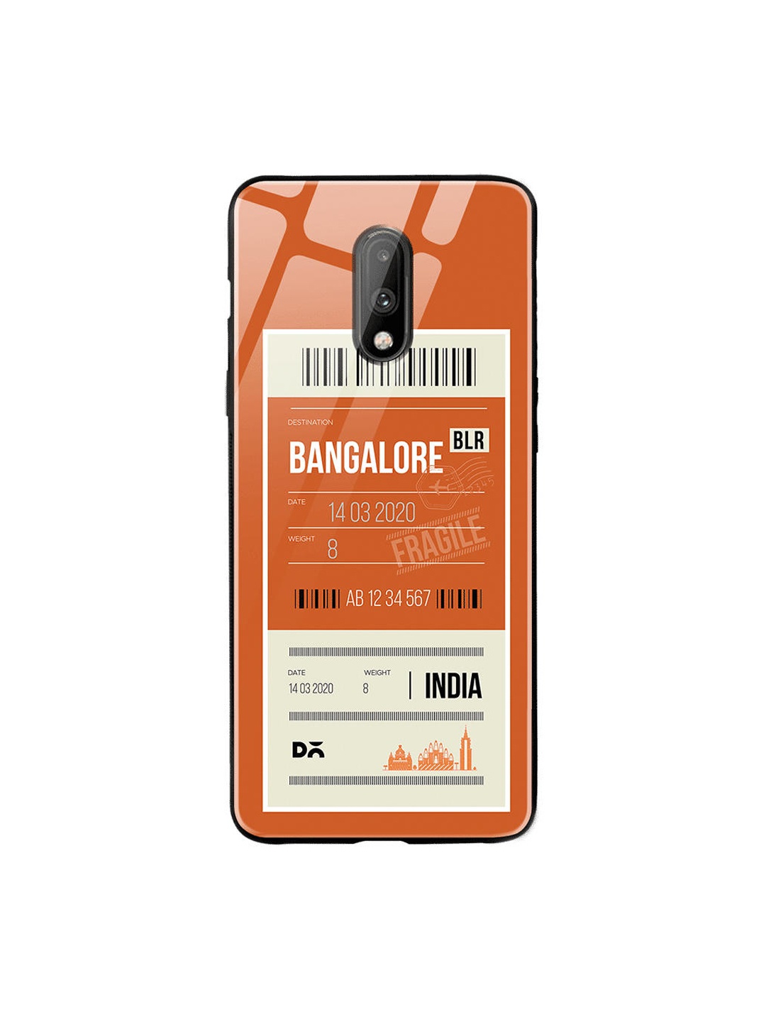 

DailyObjects Orange-Colored & White Bangalore City Tag OnePlus 7 Glass Cover