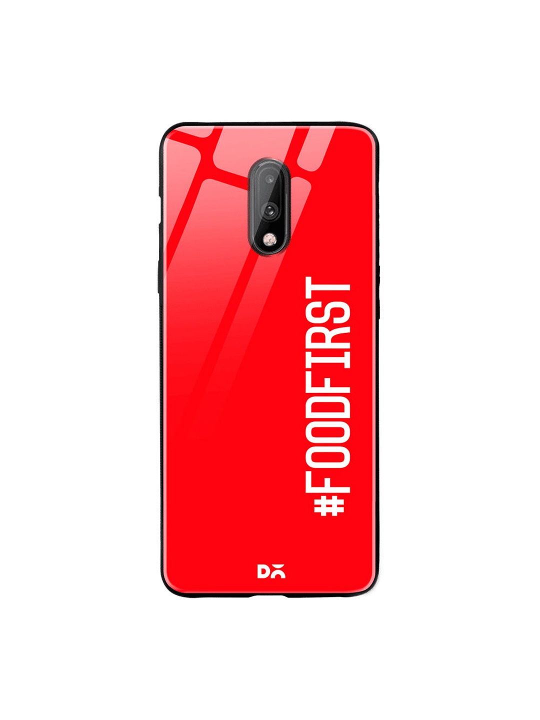 

DailyObjects Red & White Food First OnePlus 7 Glass Case