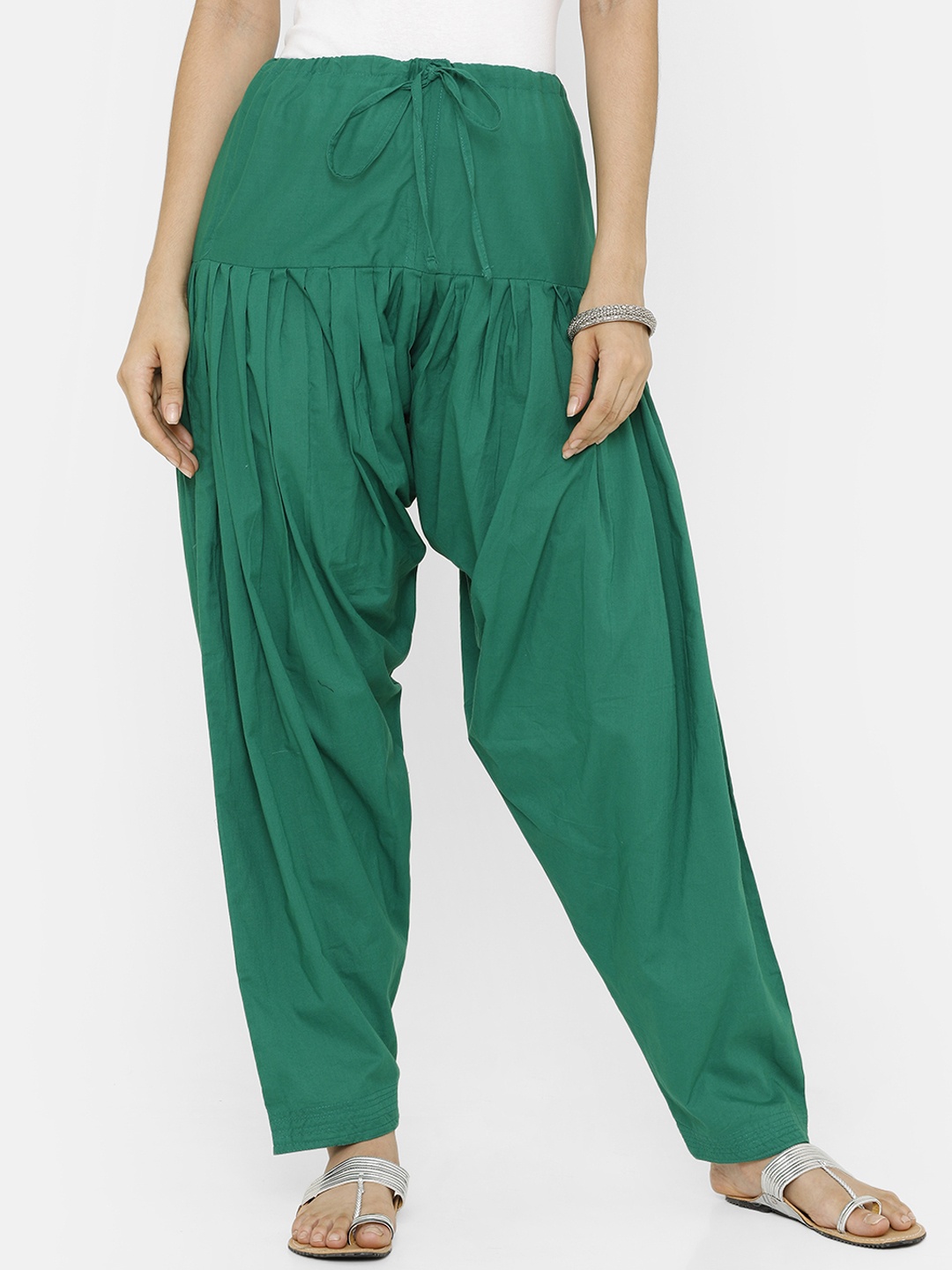 

De Moza Women Green Solid Loose-Fit Patiala