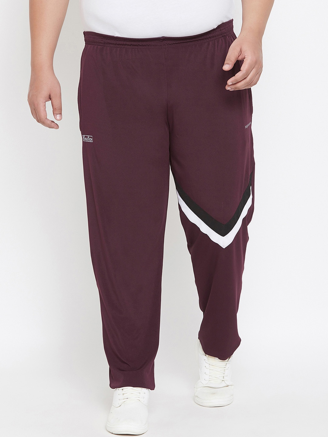 bigbanana Plus Size Men Maroon Solid Track Pants