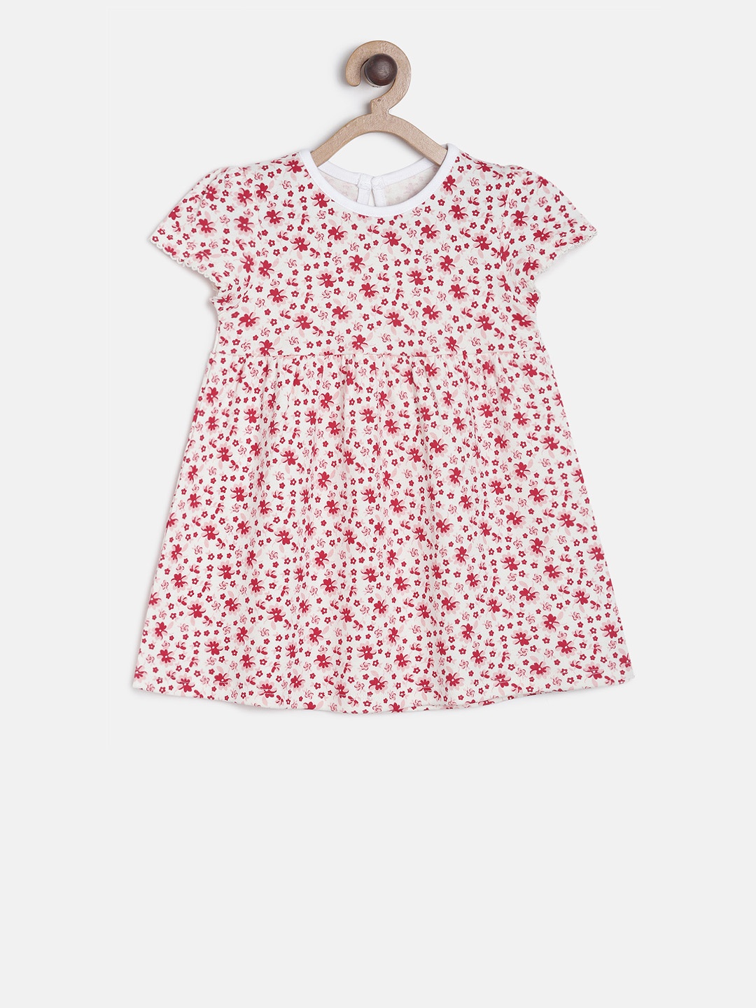 

MINI KLUB Girls White Printed Fit and Flare Dress