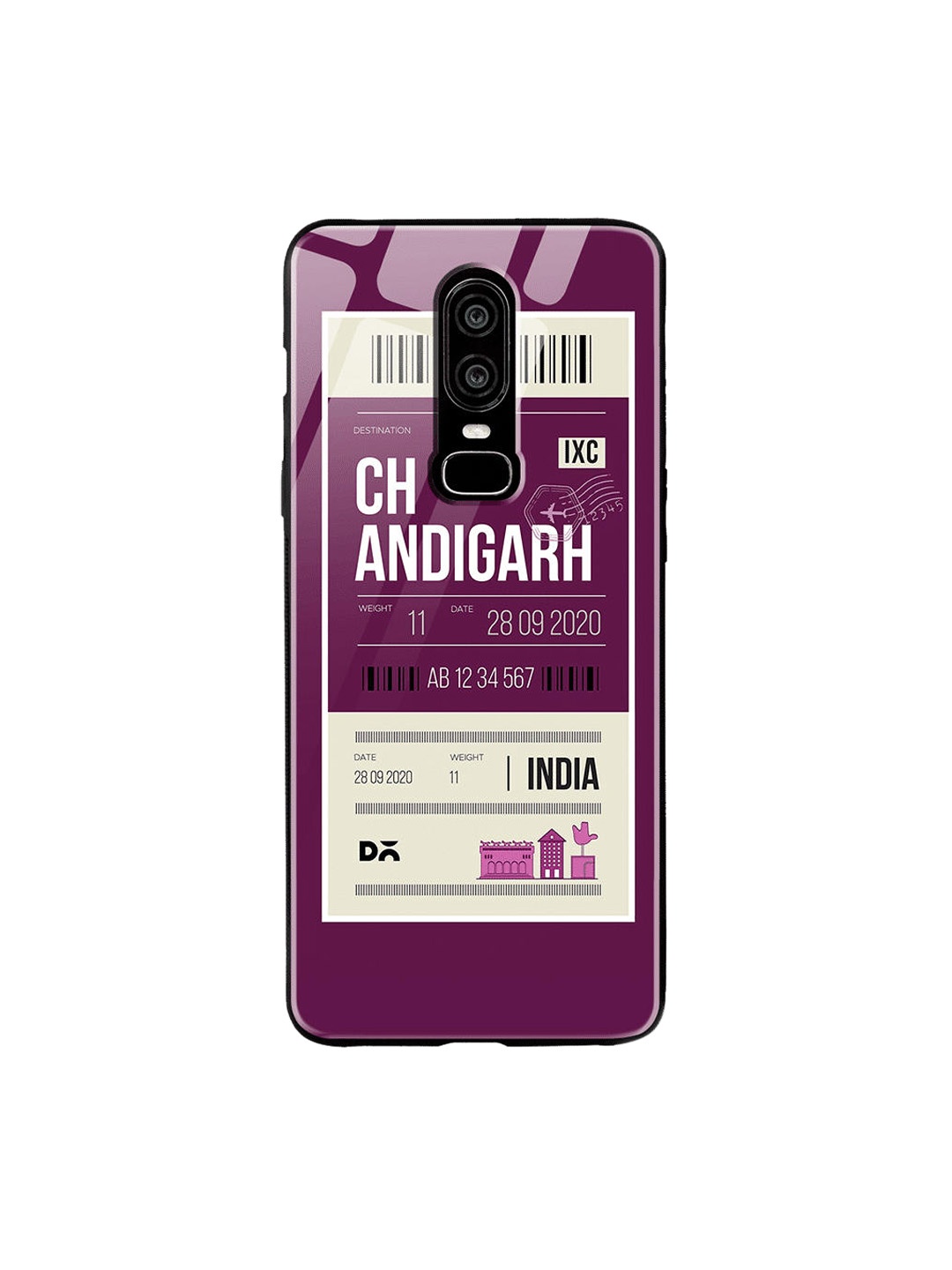 

DailyObjects Purple & White Chandigarh City Tag OnePlus 6 Glass Case
