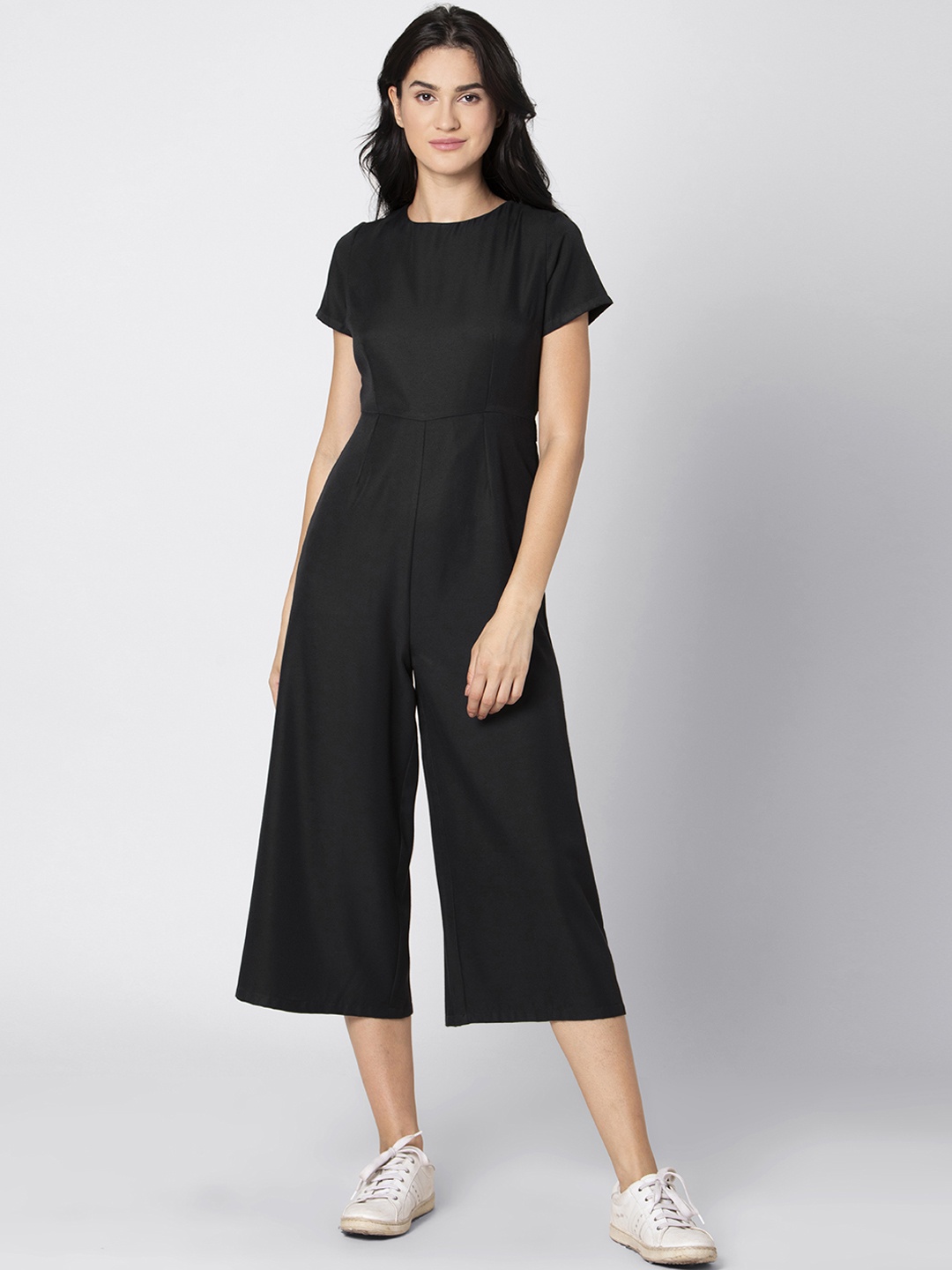 

FabAlley Women Black Solid Culotte Jumpsuit